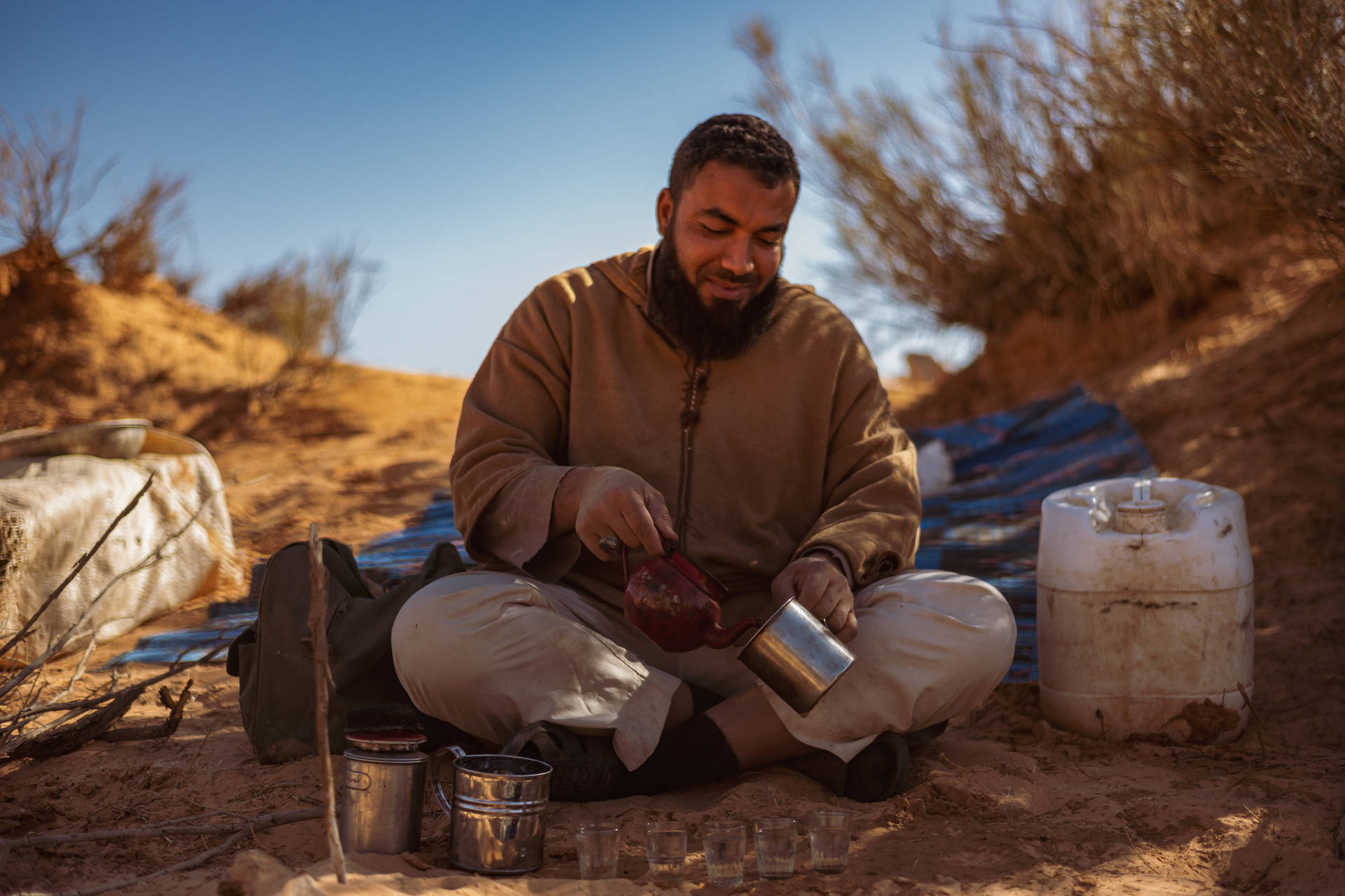 Man Making Coffee In Libya Background