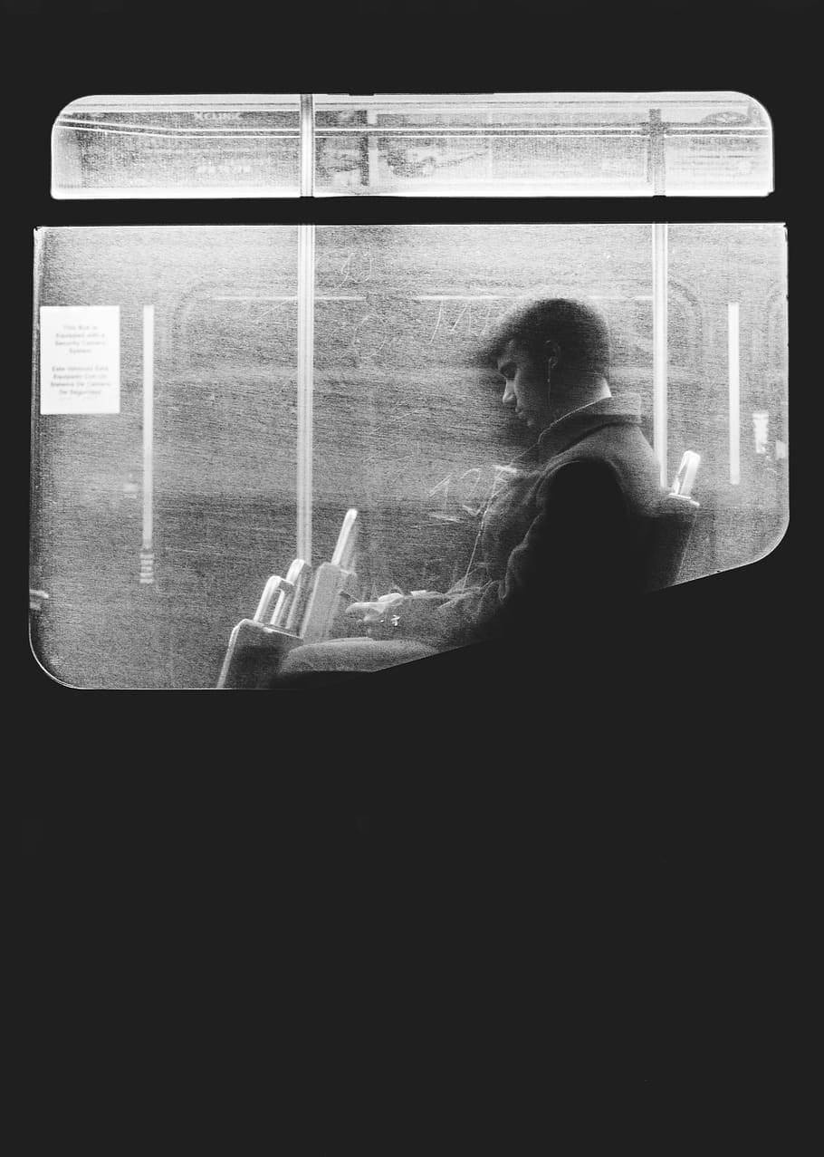 Man On A Bus Black And White Pfp Background