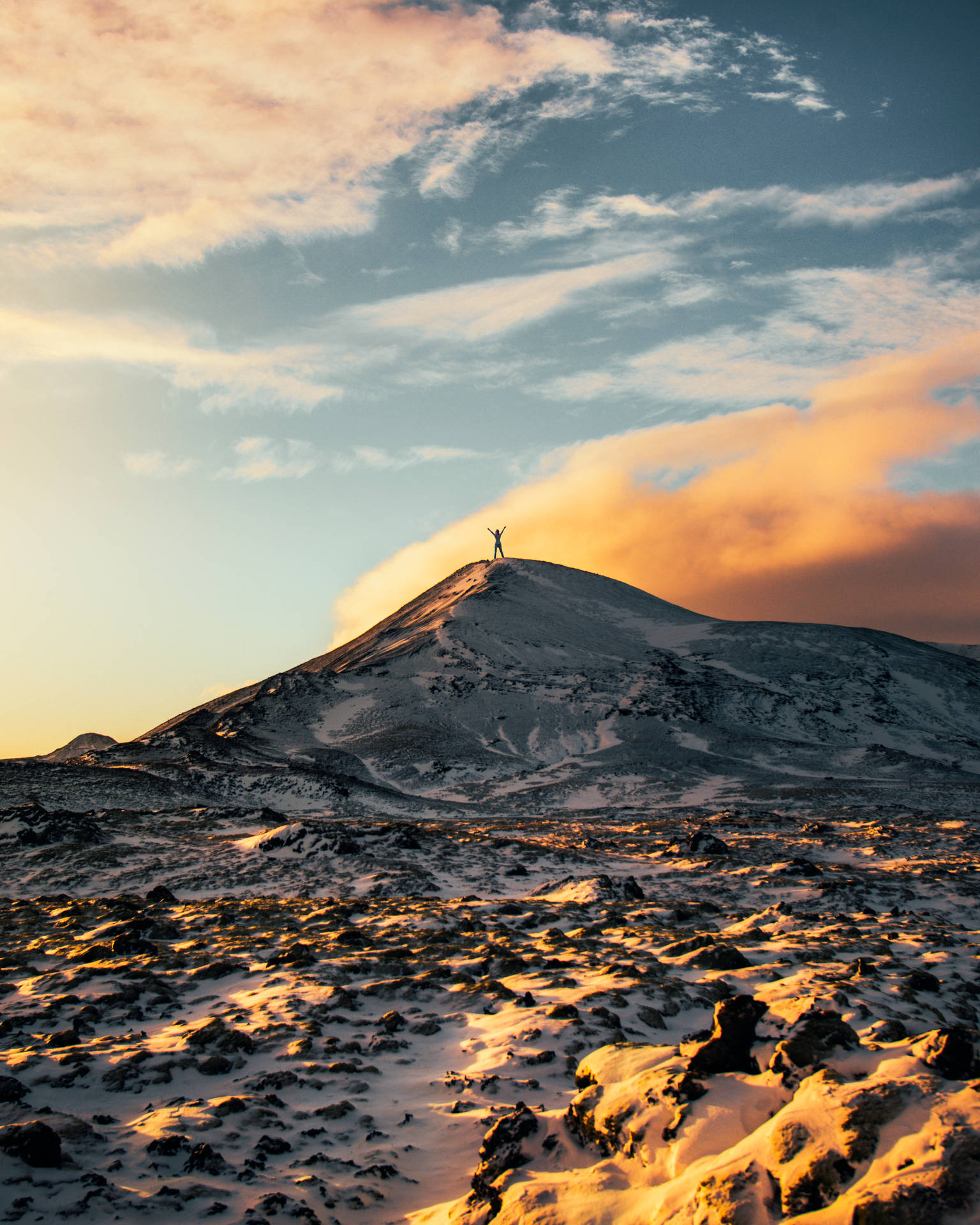 Man On A Hill Nature Scenery Background