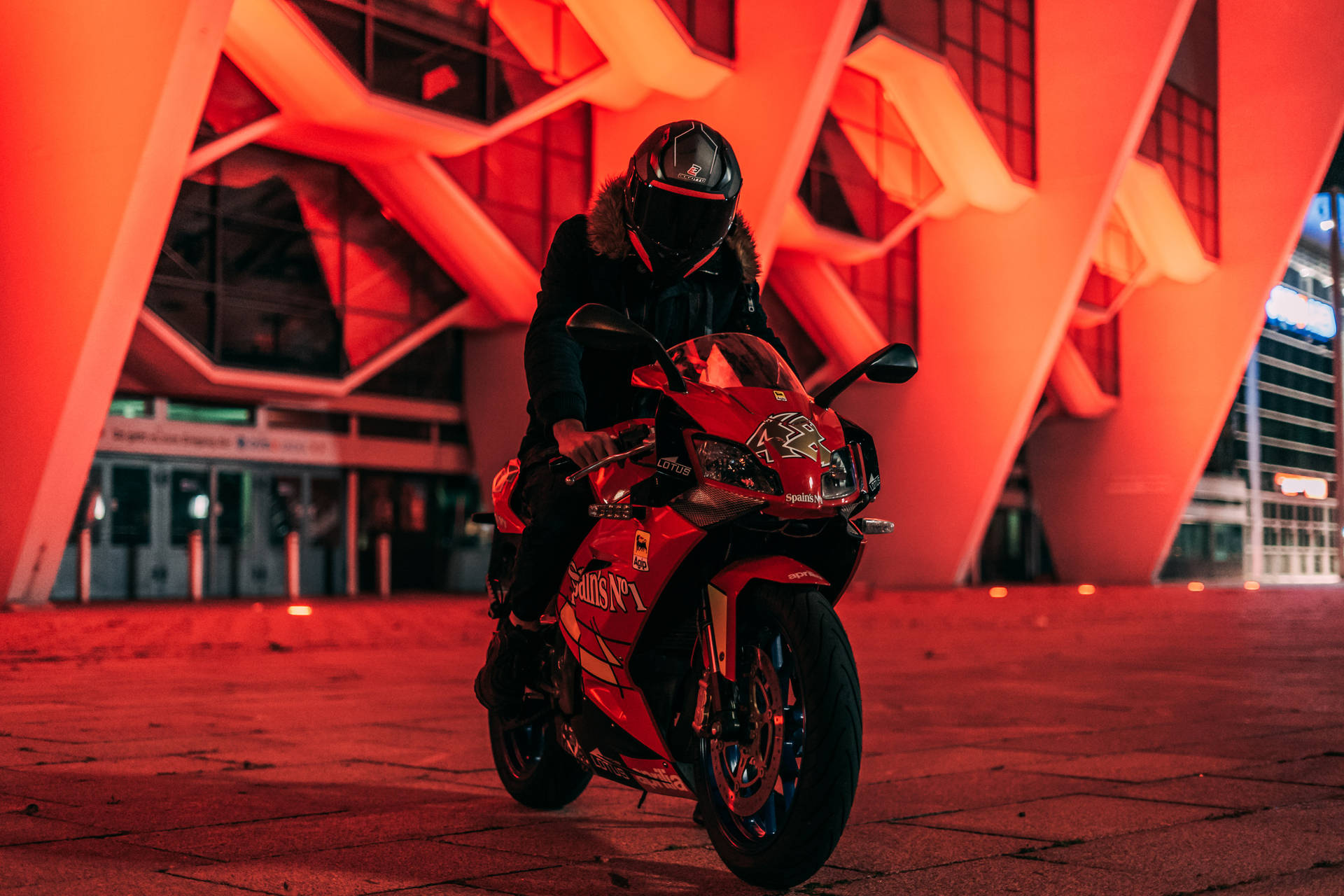 Man On A Red Bike Background