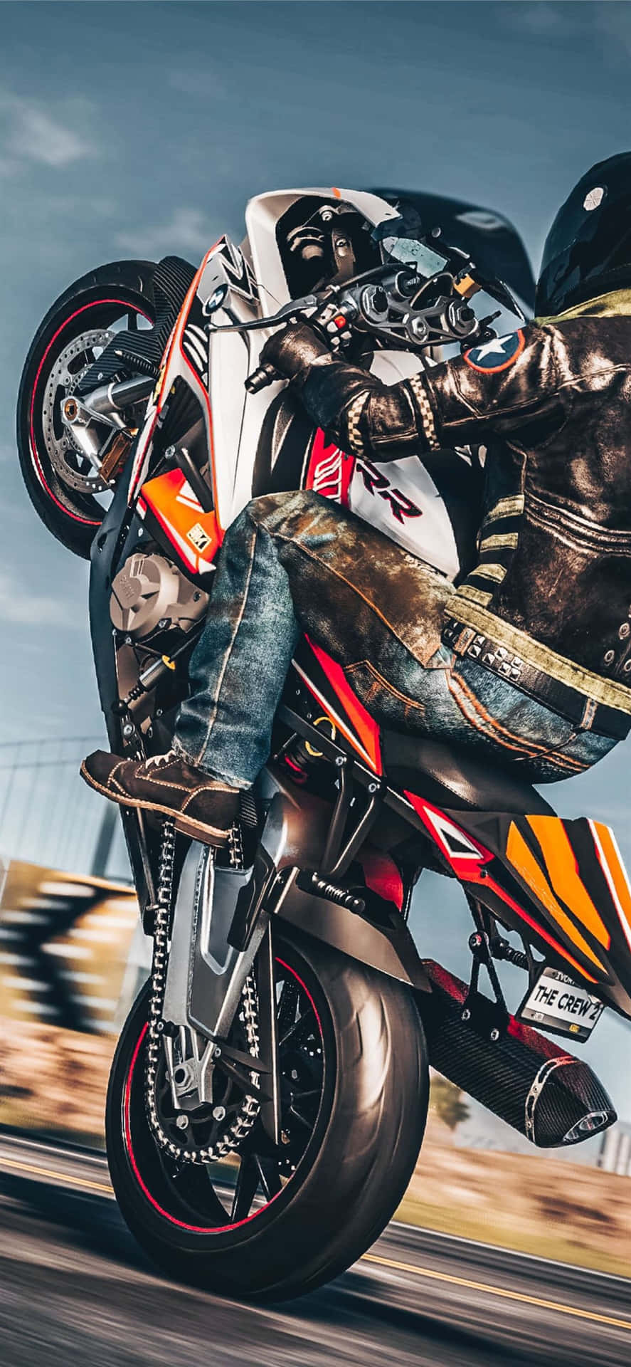 Man On Motorcycle Leaning Back [wallpaper] Background