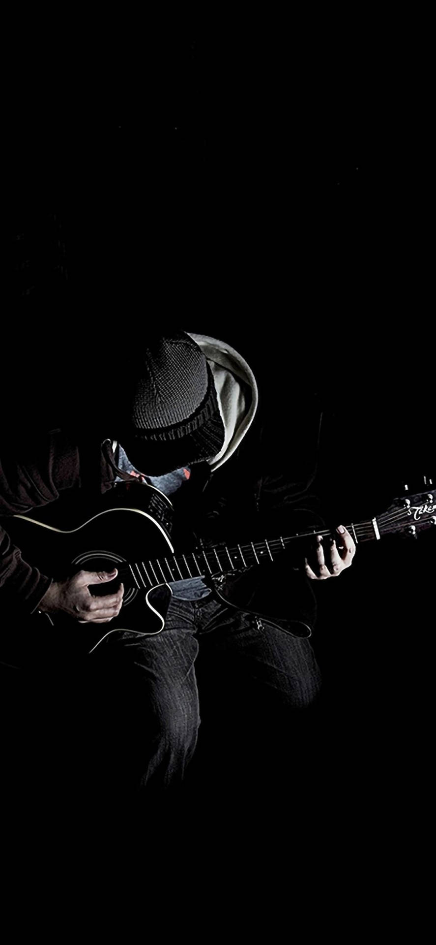 Man Playing Guitar Black Apple Iphone Background