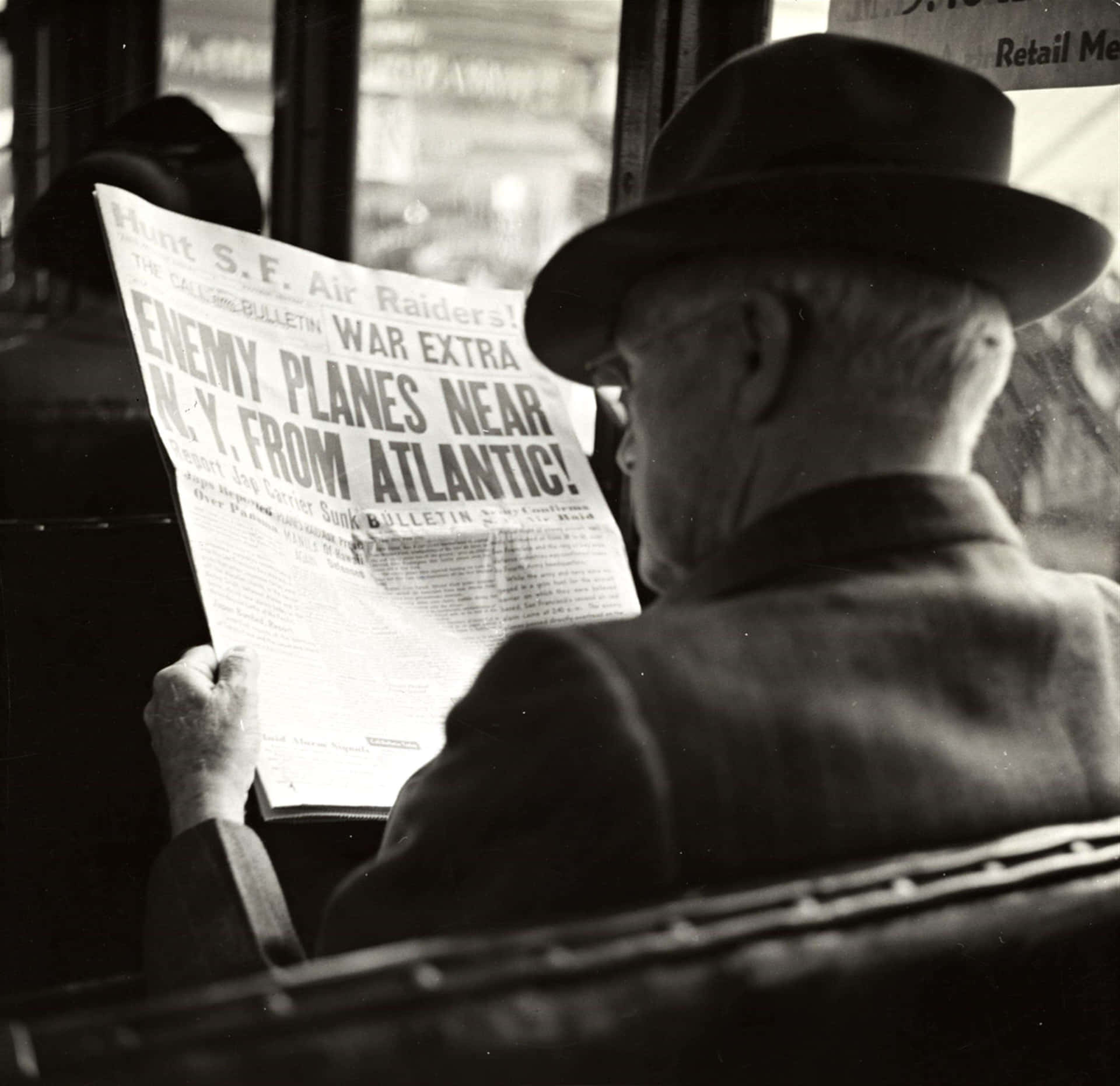 Man Reading Vintage Newspaper Background