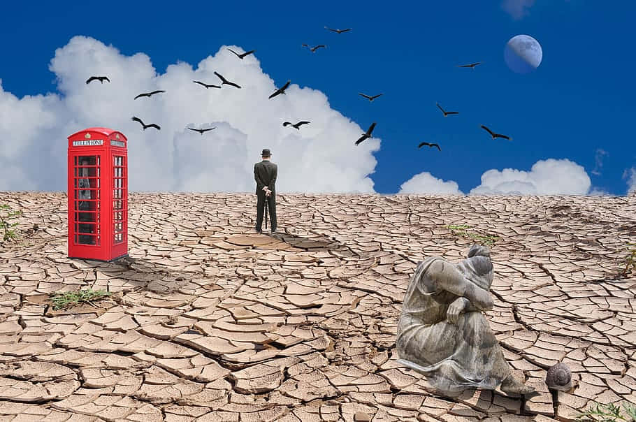 Man Showing Indifference Amid Busy Surroundings Background