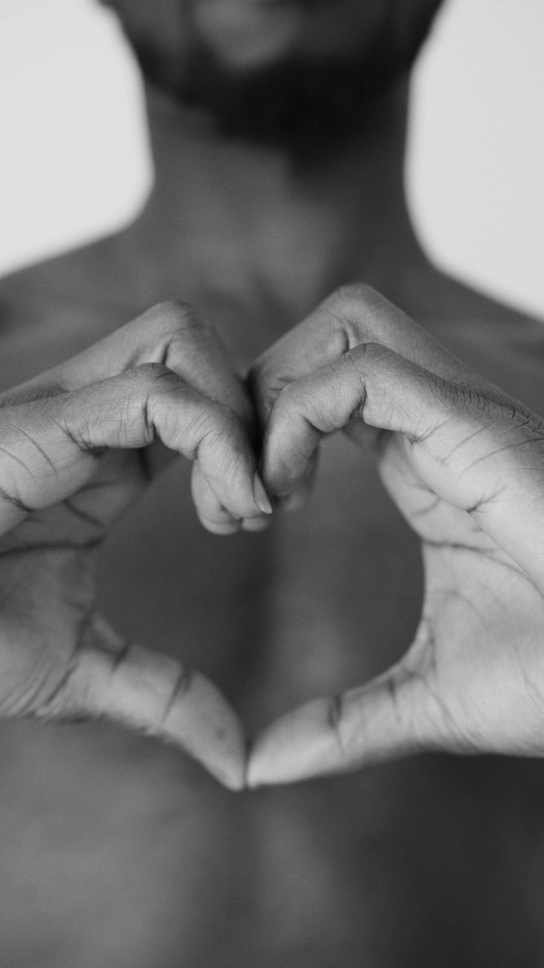 Man Showing Love Black And White Background