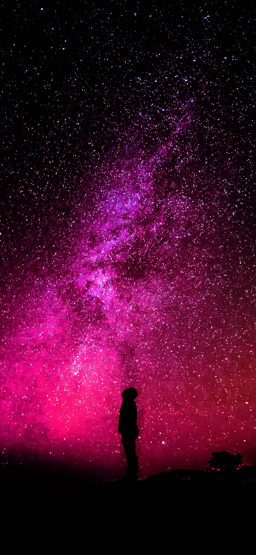 Man Silhouette Over Pink Galaxy Iphone