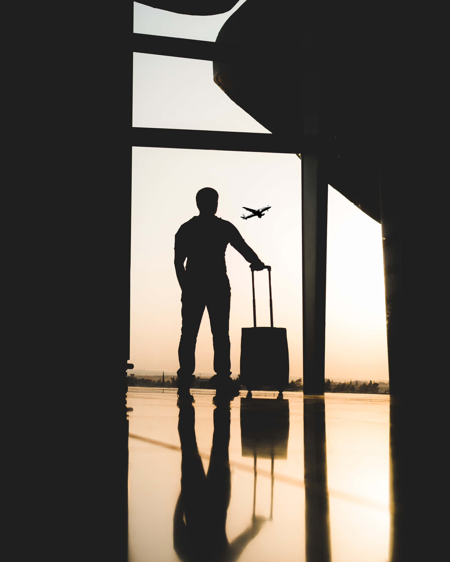 Man Silhouette Ready For World Travel Background