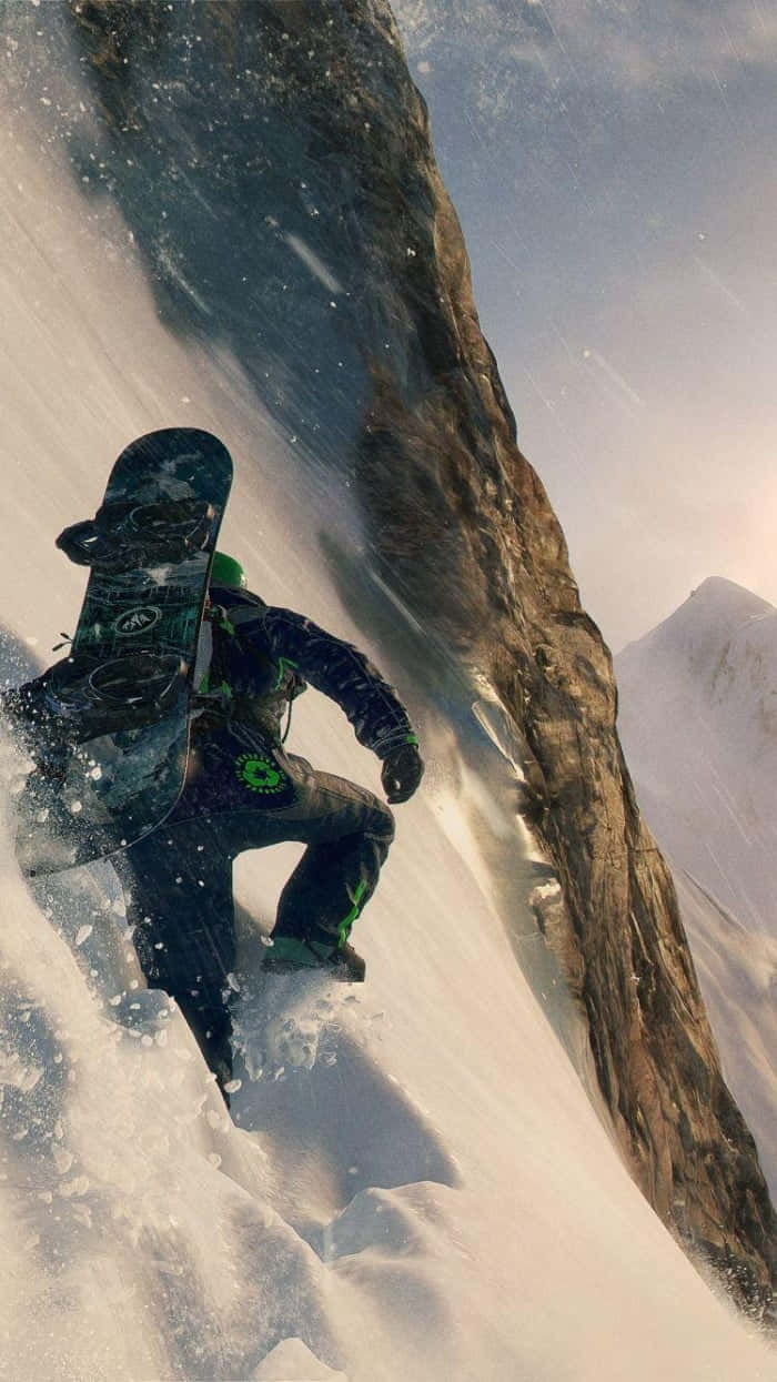 Man Sliding In Steep Hill Background