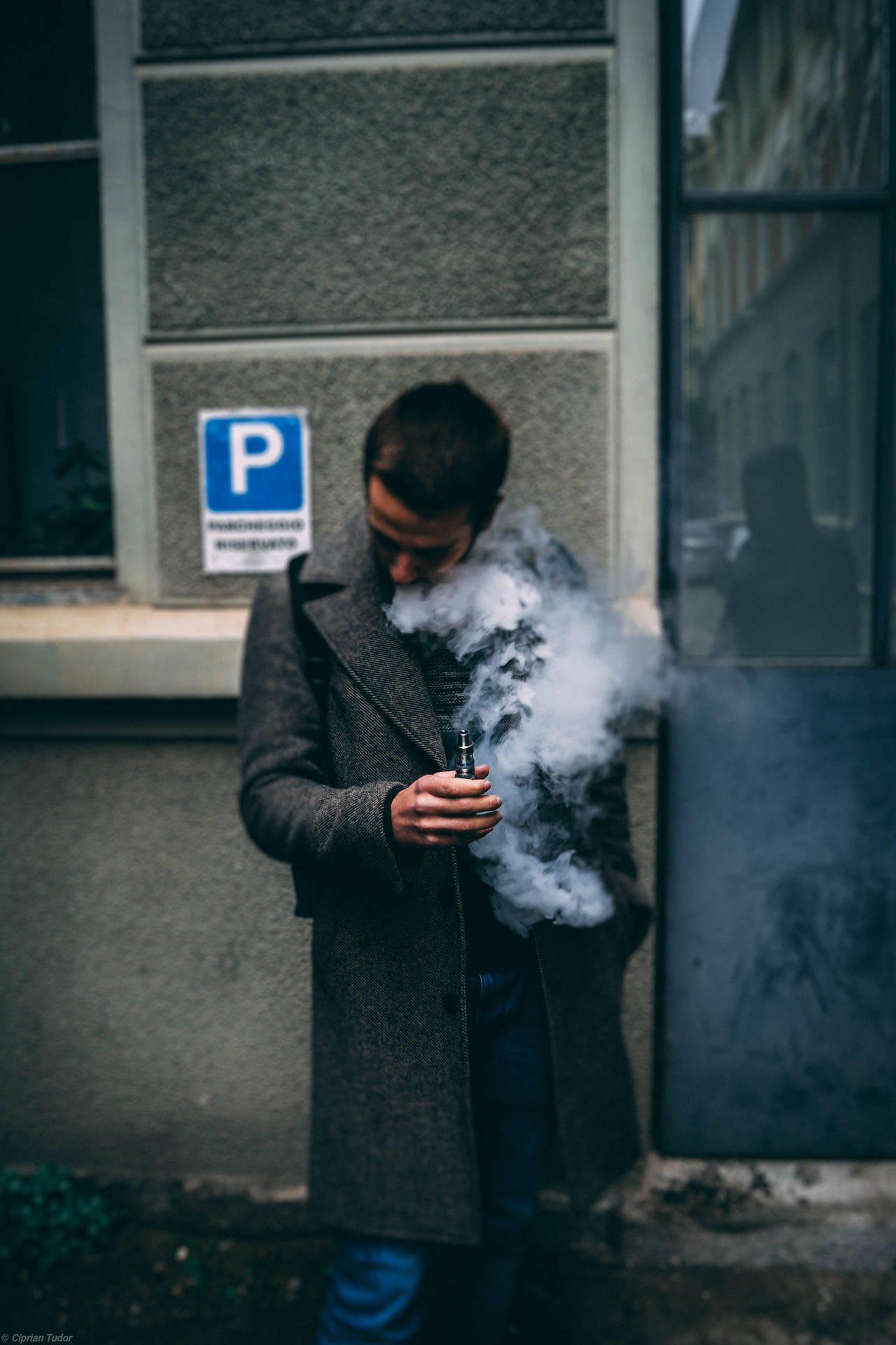 Man Smoking Vape Background