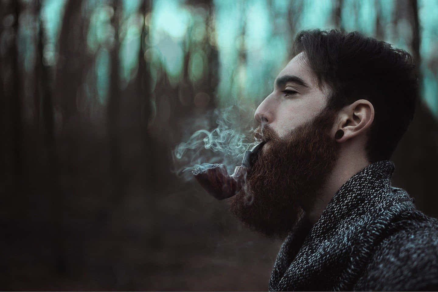 Man Smoking With Sadness Background