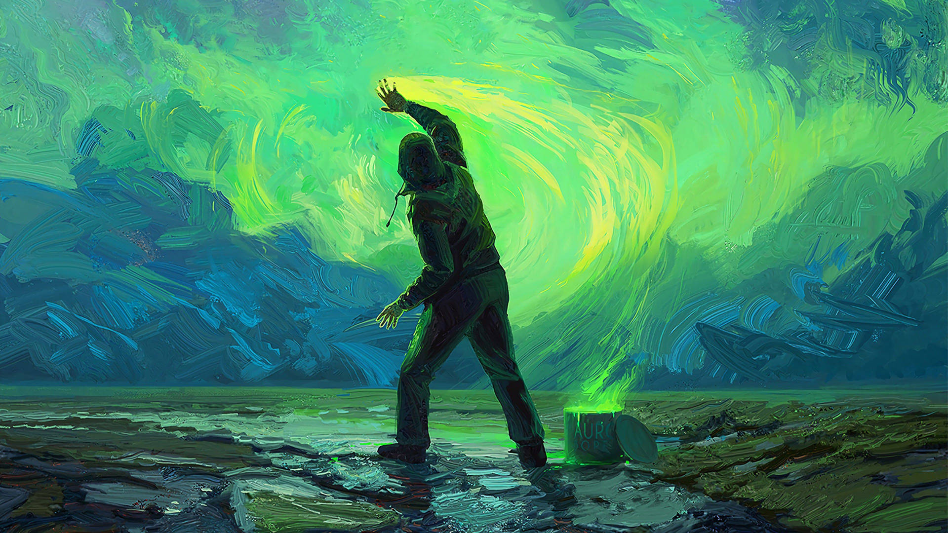 Man Splashing Color Painting Desktop Background