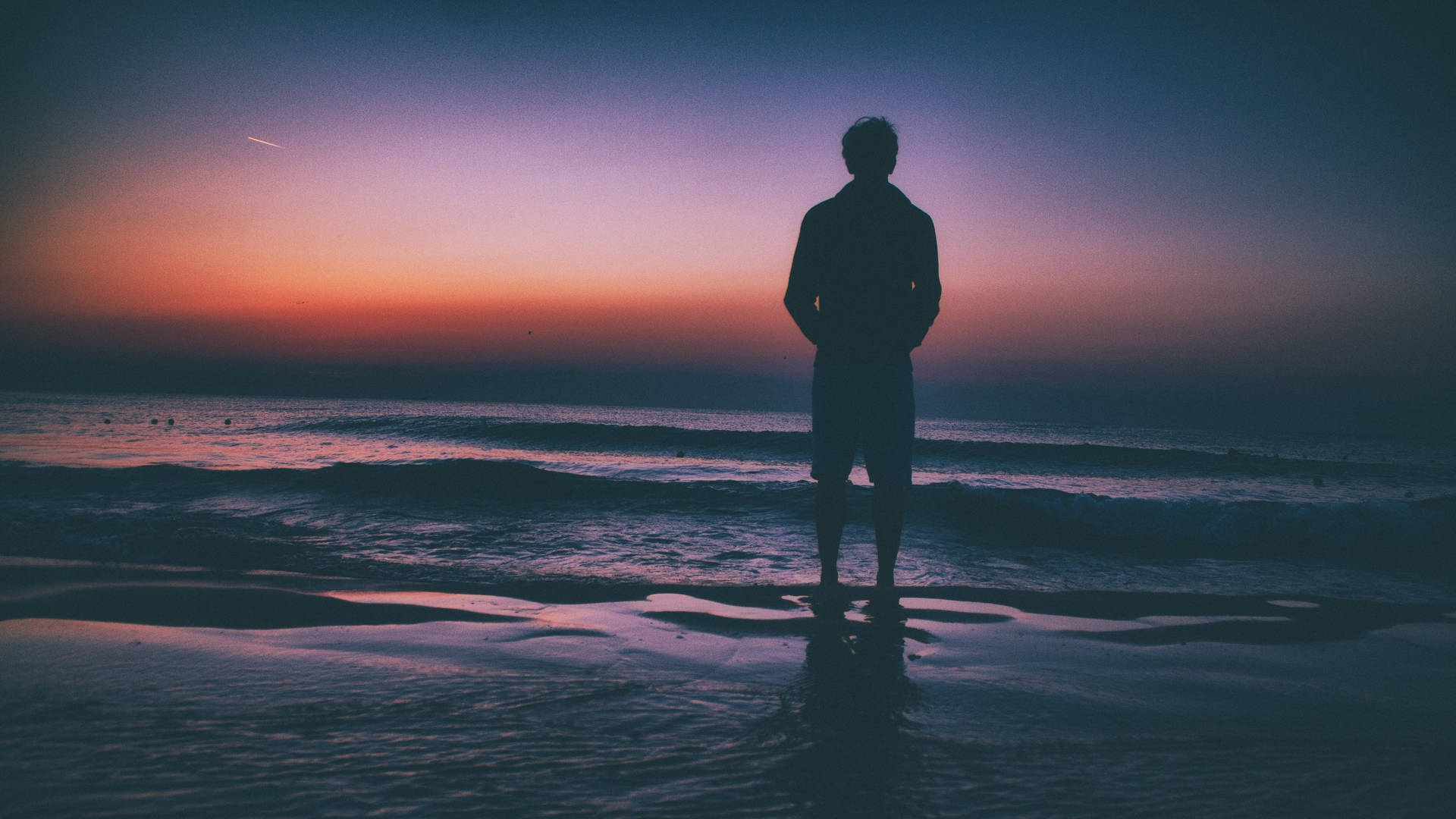 Man Standing On The Shore Sad 4k Background