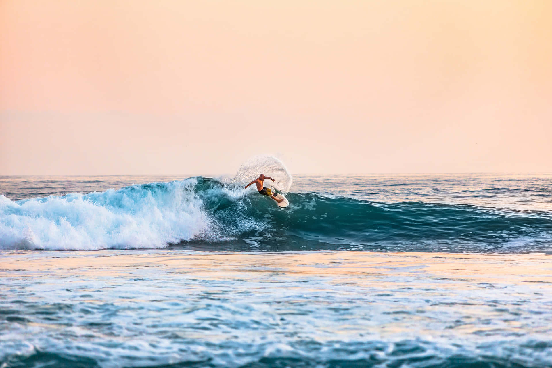 Man Surfboard Ocean Wave