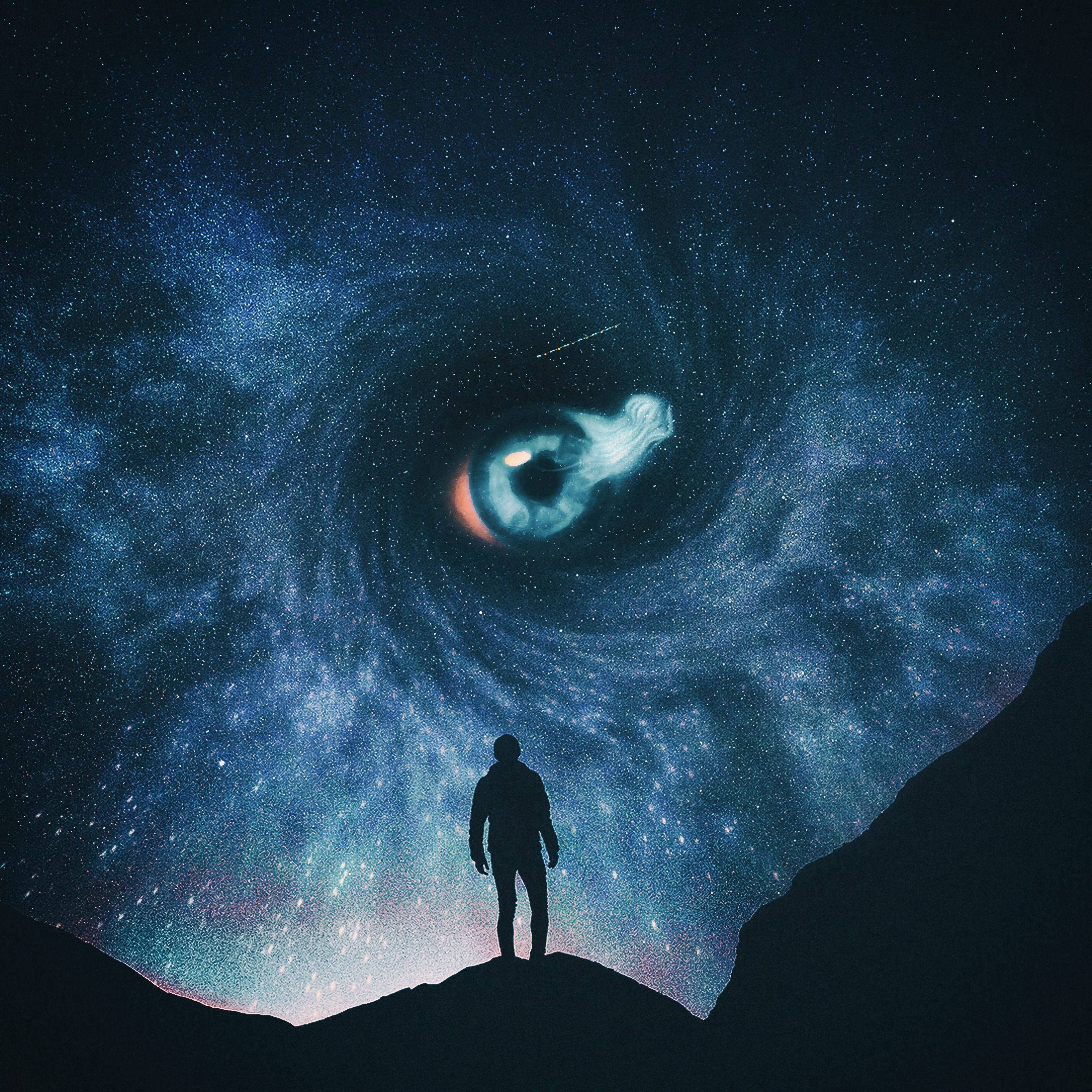 Man Under Eye Galaxy Alone Phone Background