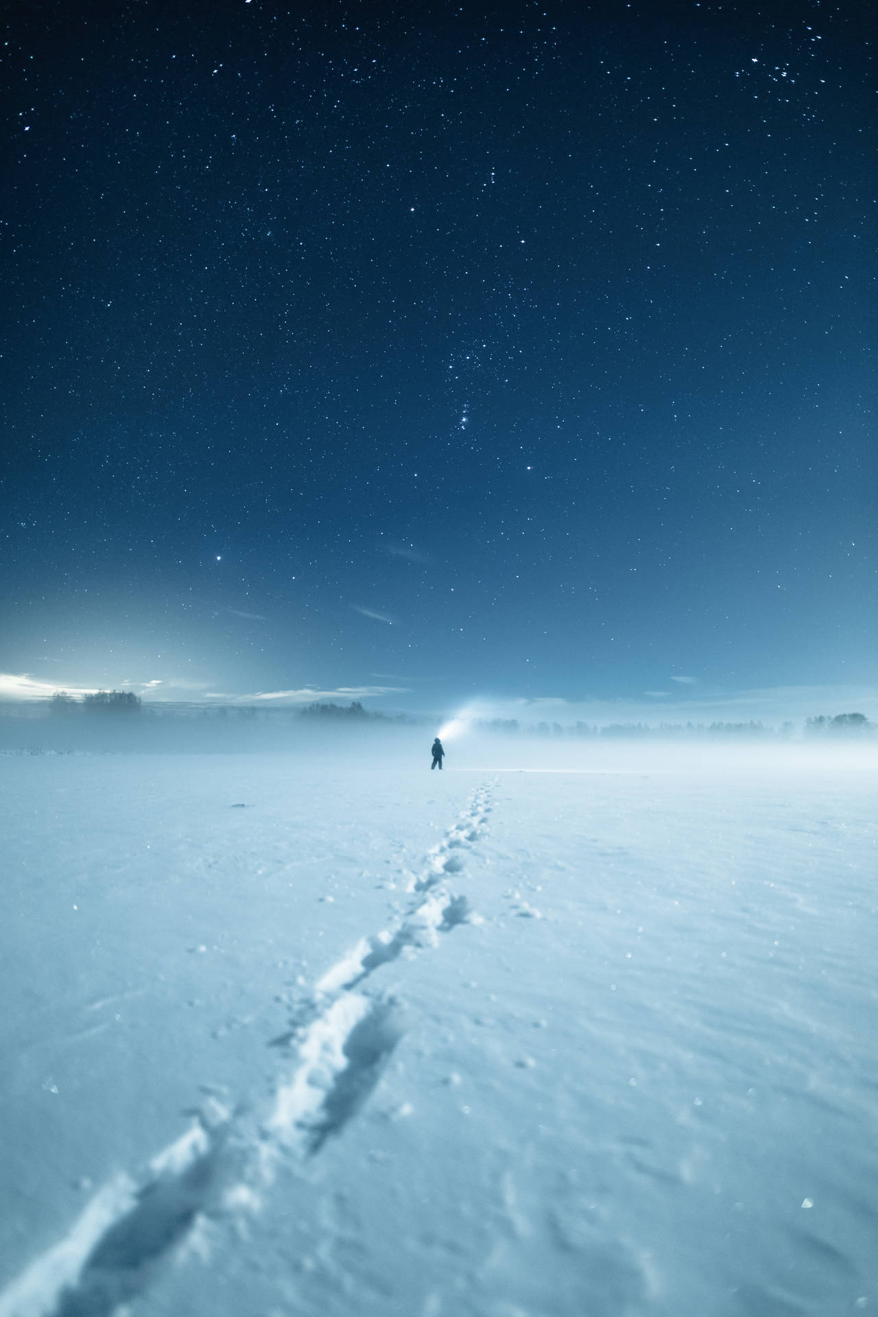 Man Walking In Finland Snow Background