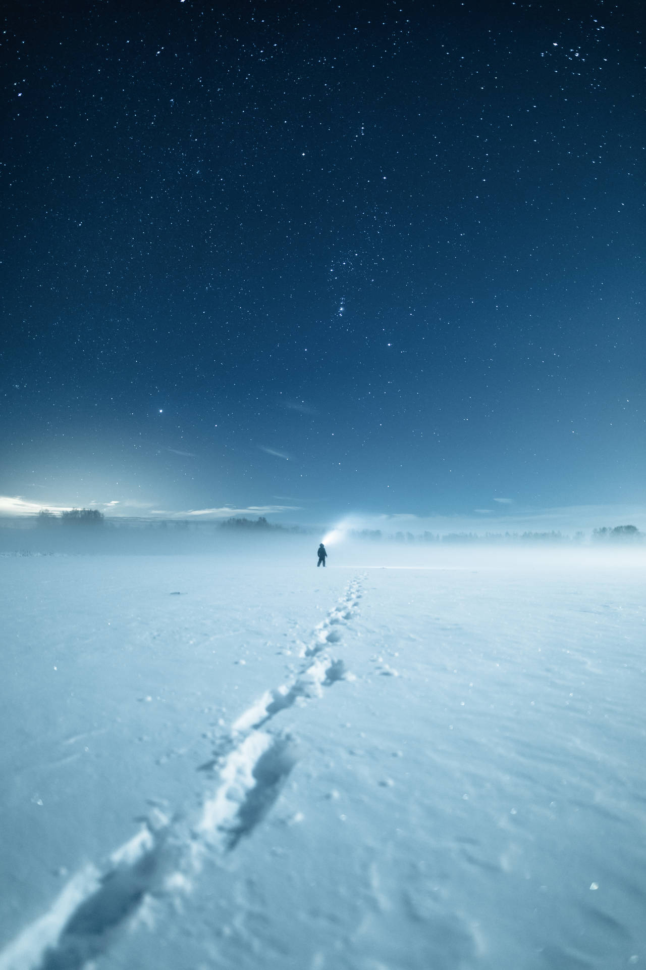 Man Walking In Finland Snow