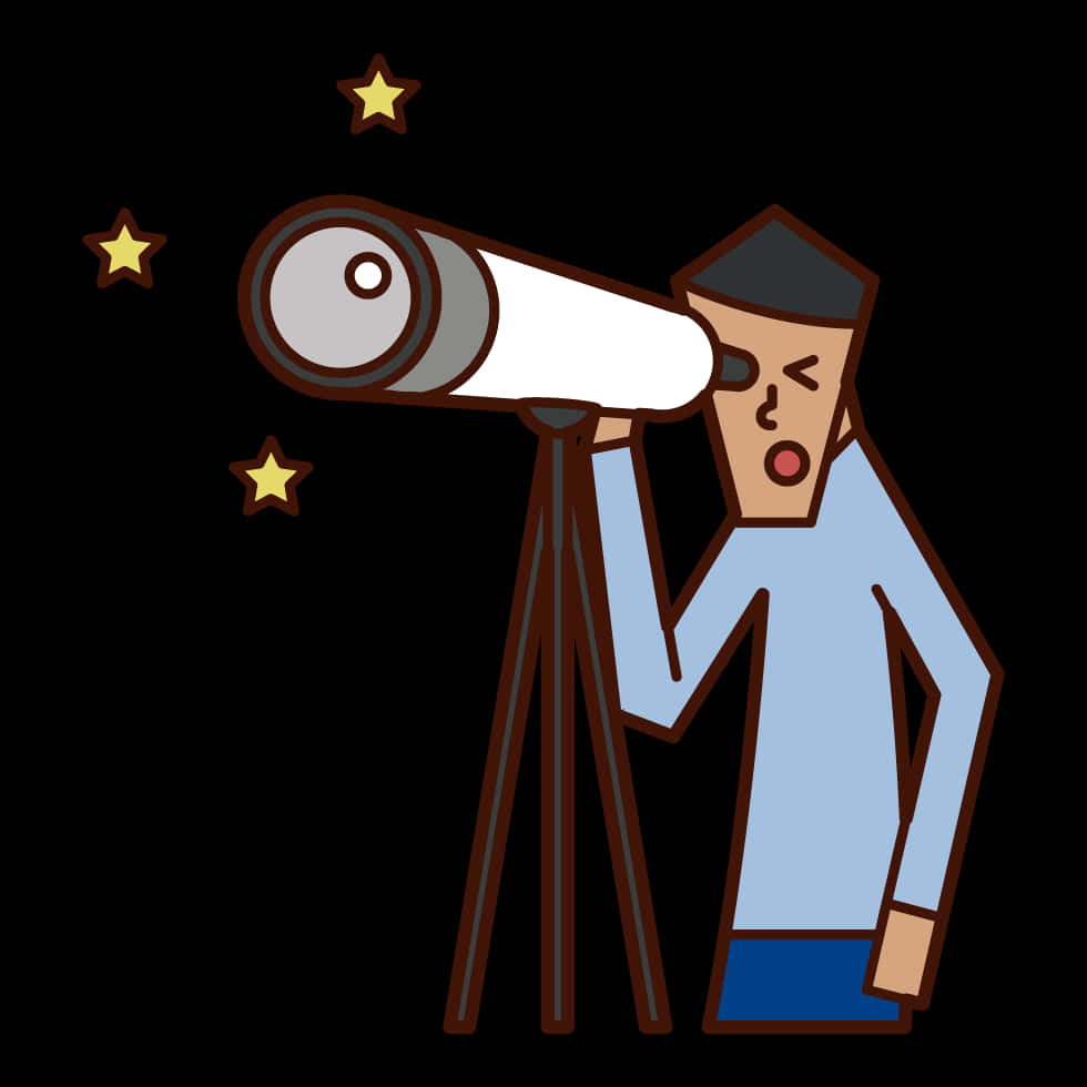 Man With Astronomy Telescope Cartoon Background