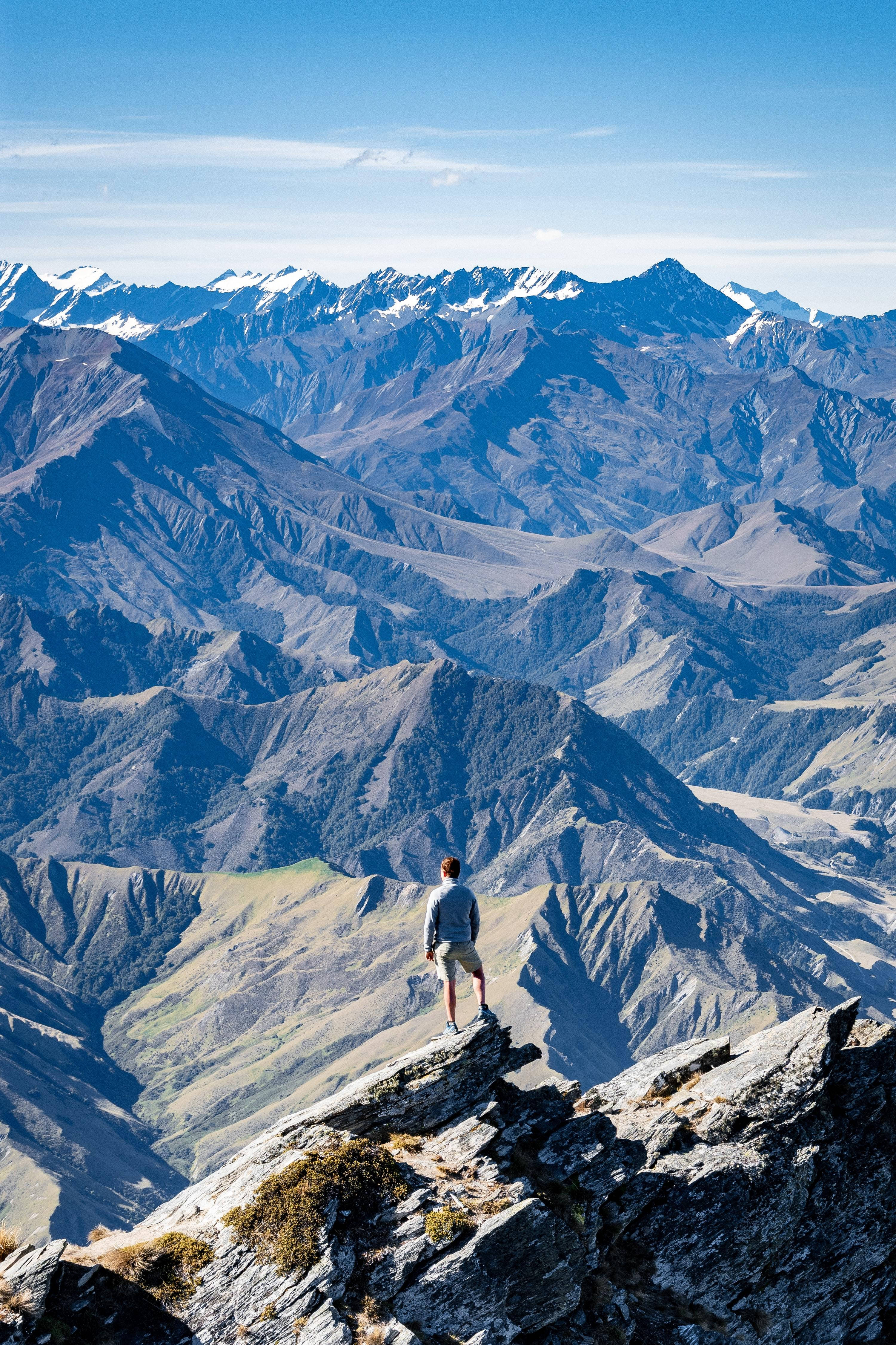 Man With Mountain Range Alone Phone