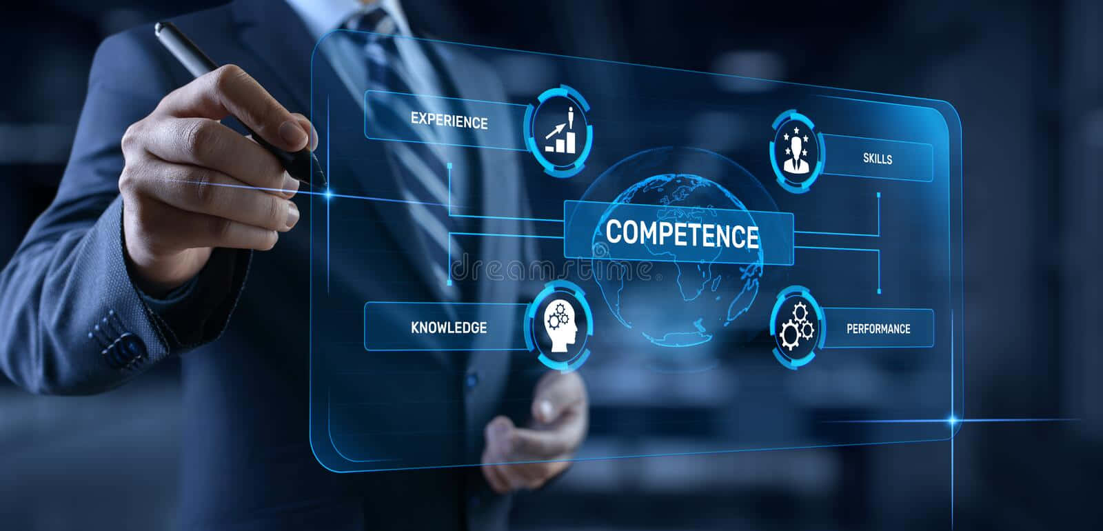 Man Writing Holograph Competence Background