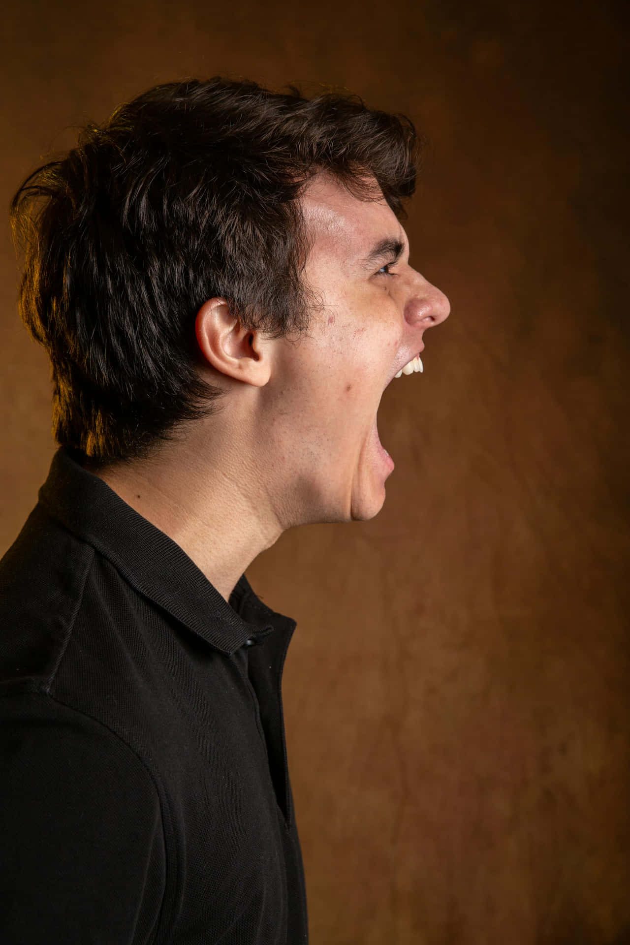 Man Yelling Profile View Background