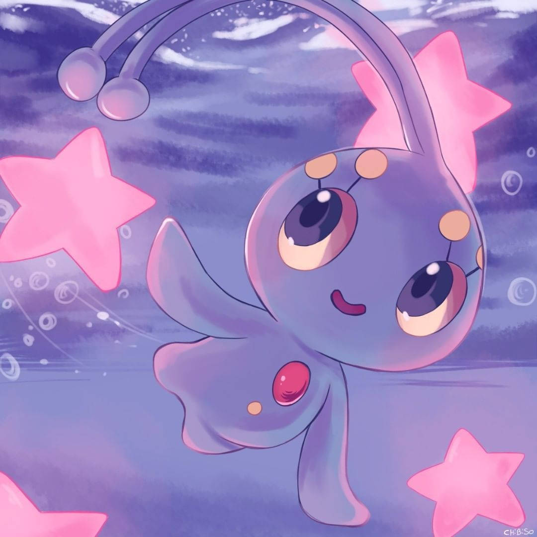 Manaphy With Pink Stars Background