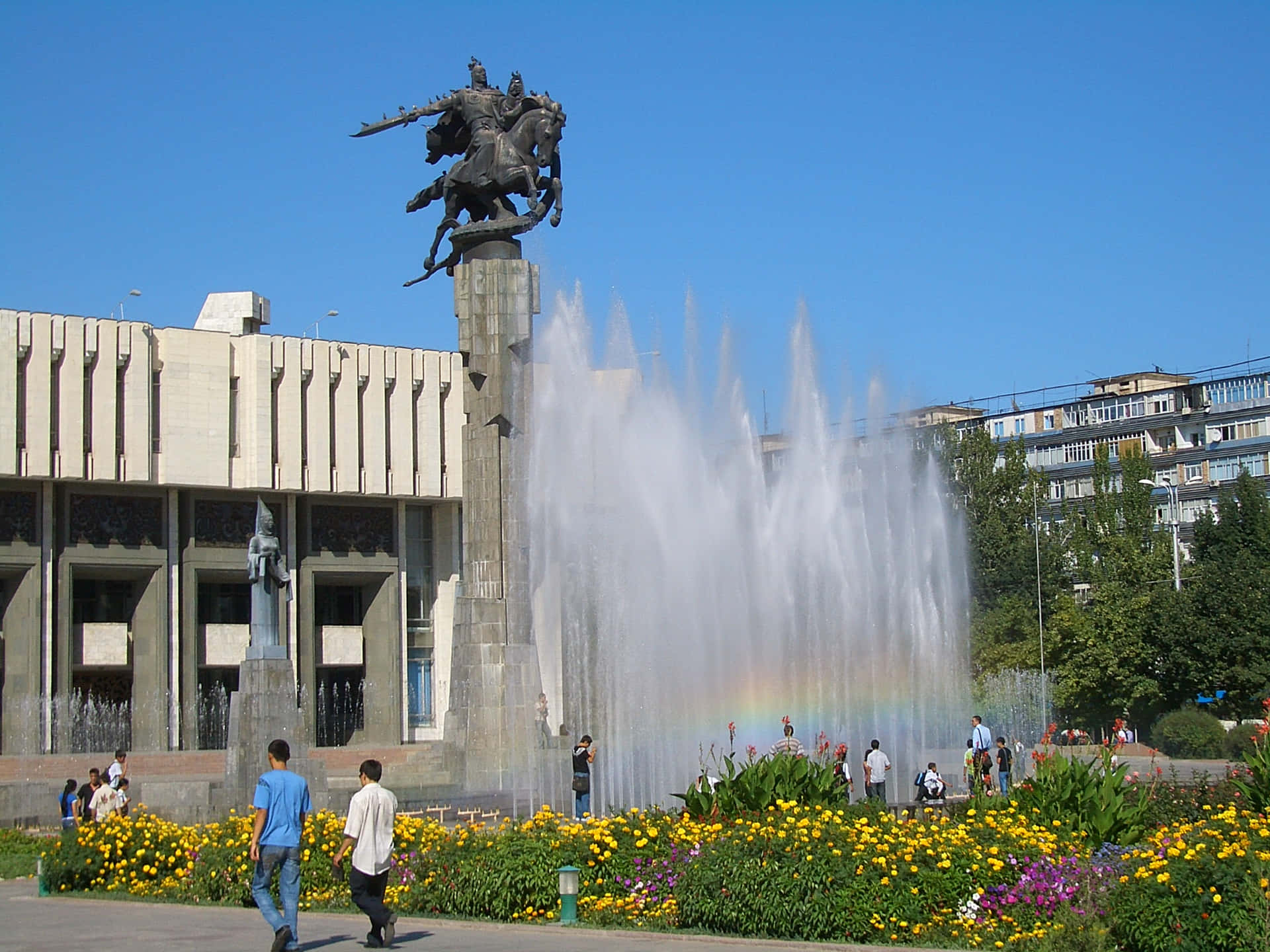 Manas Statue At Bishkek Osh City Background