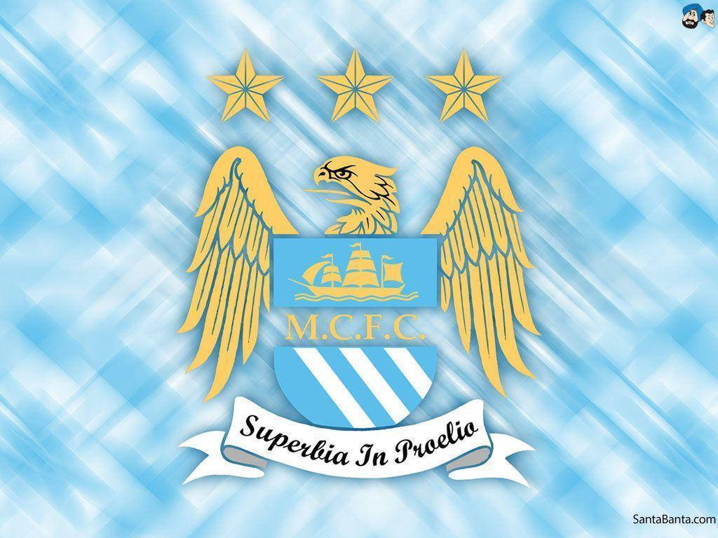 Manchester City Fc Blue And White Football Background