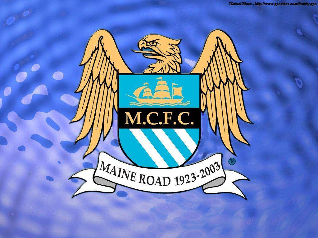 Manchester City Fc Logo Over Textured Blue Background