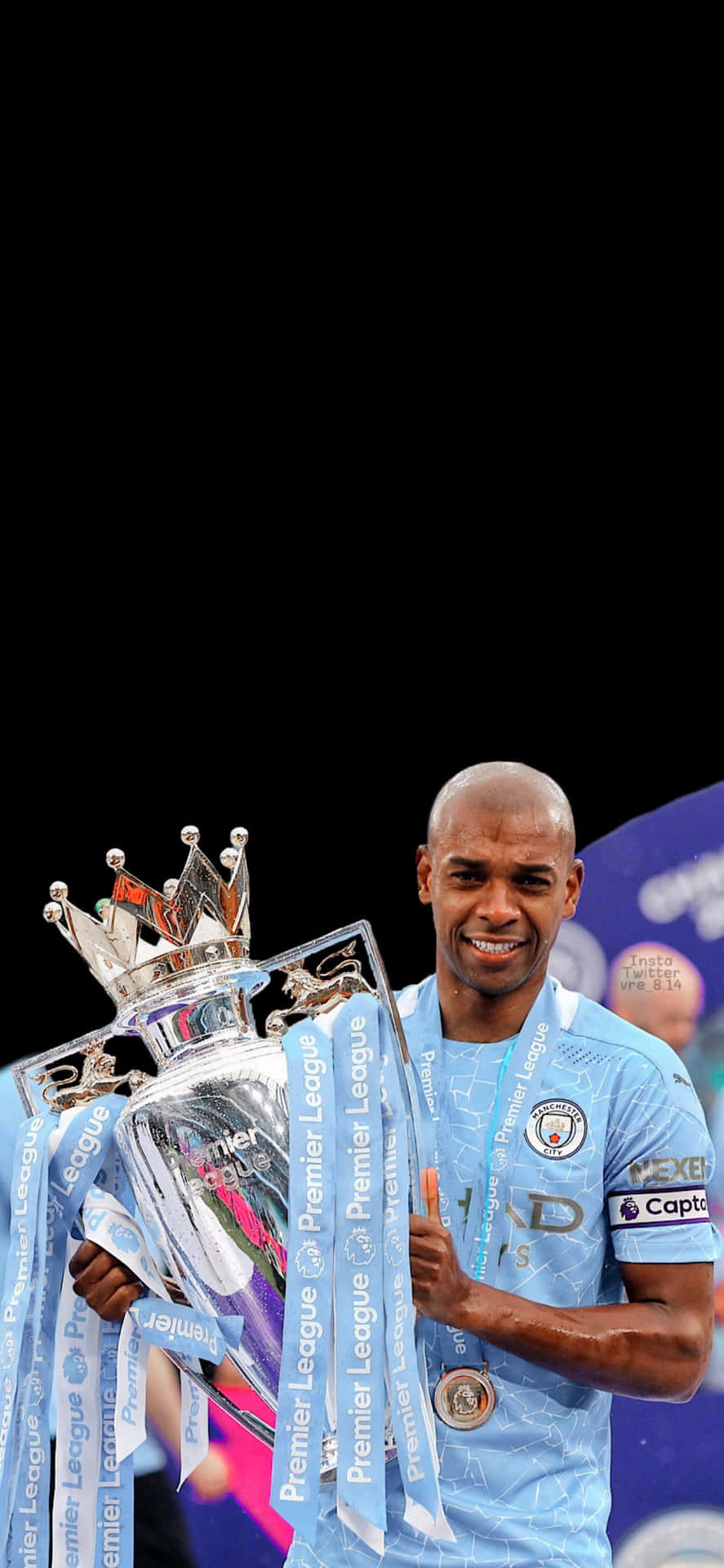 Manchester City Holding Trophy Iphone Background