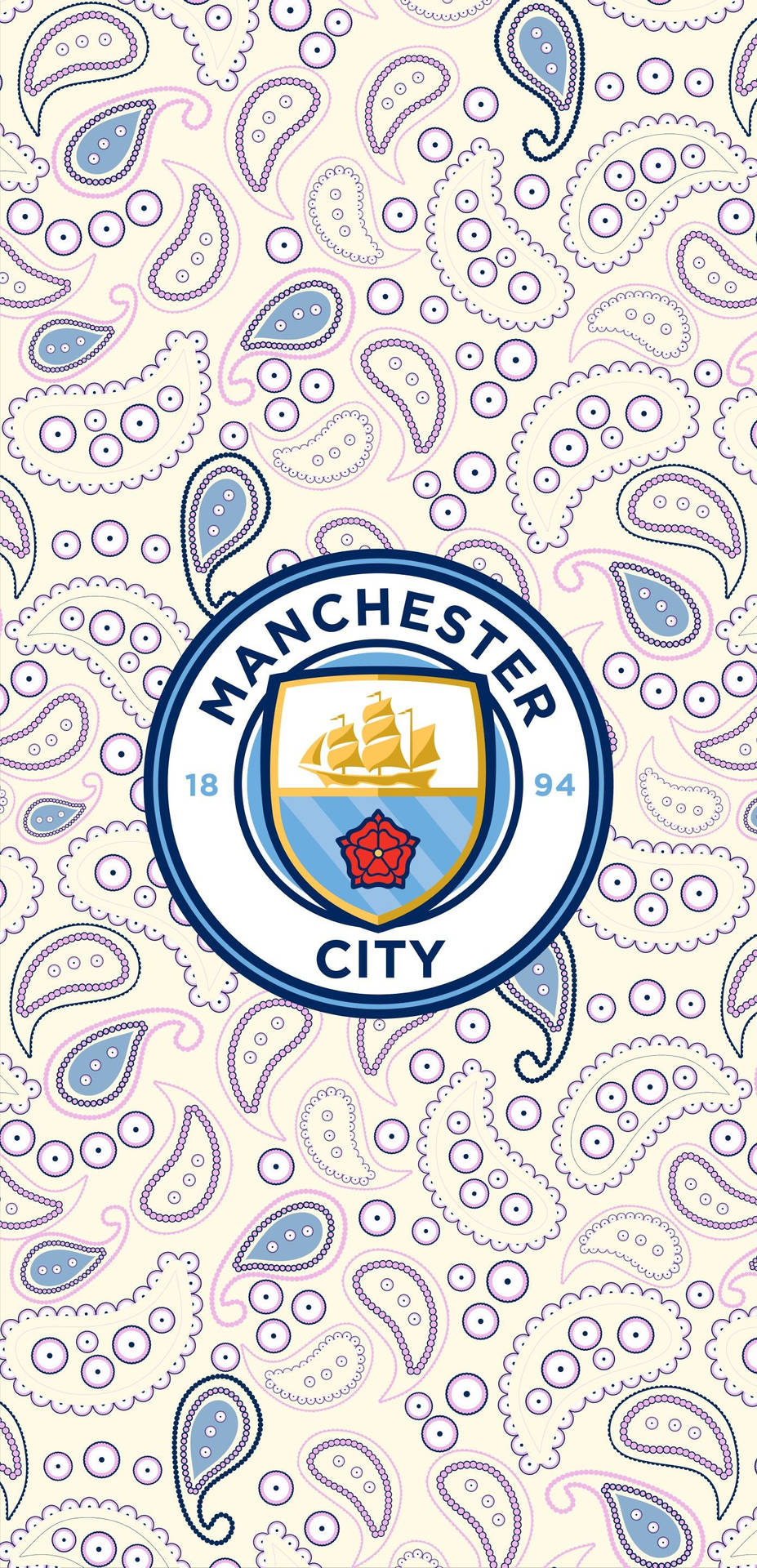 Manchester City Logo On Vibrant Paisley Background Background