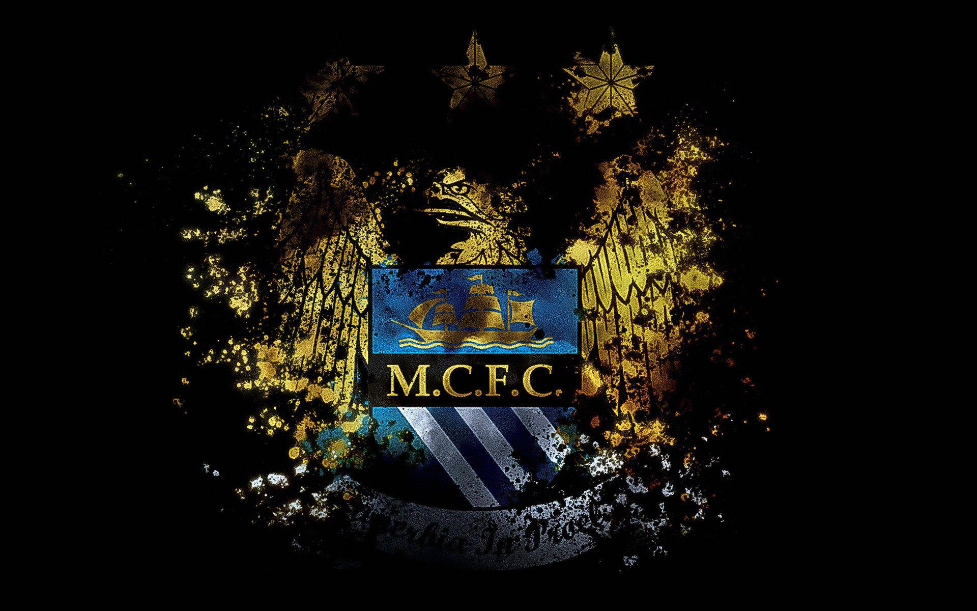 Manchester City's Eagle Logo Crumbling Background