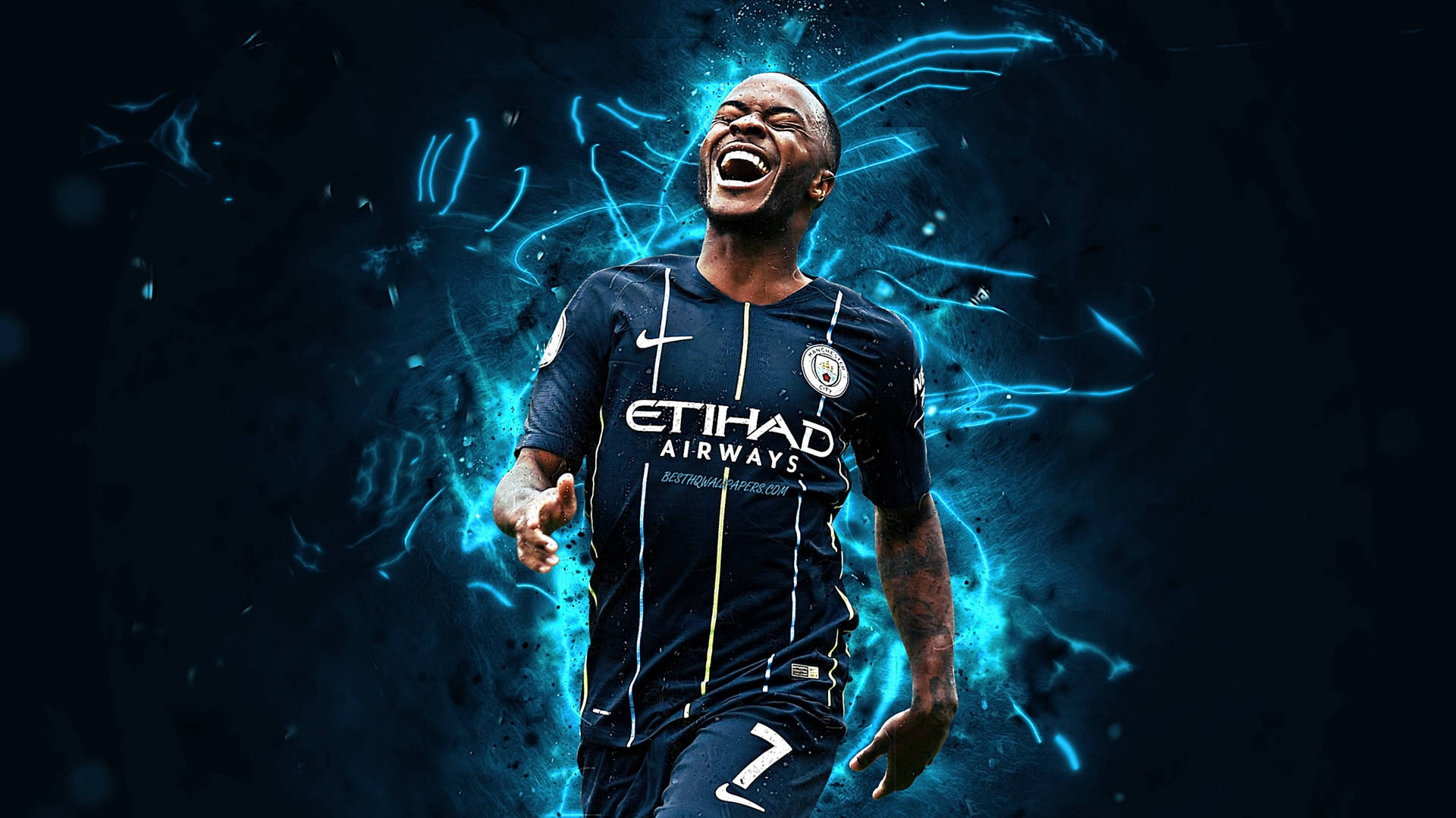 Manchester City's Raheem Sterling Background
