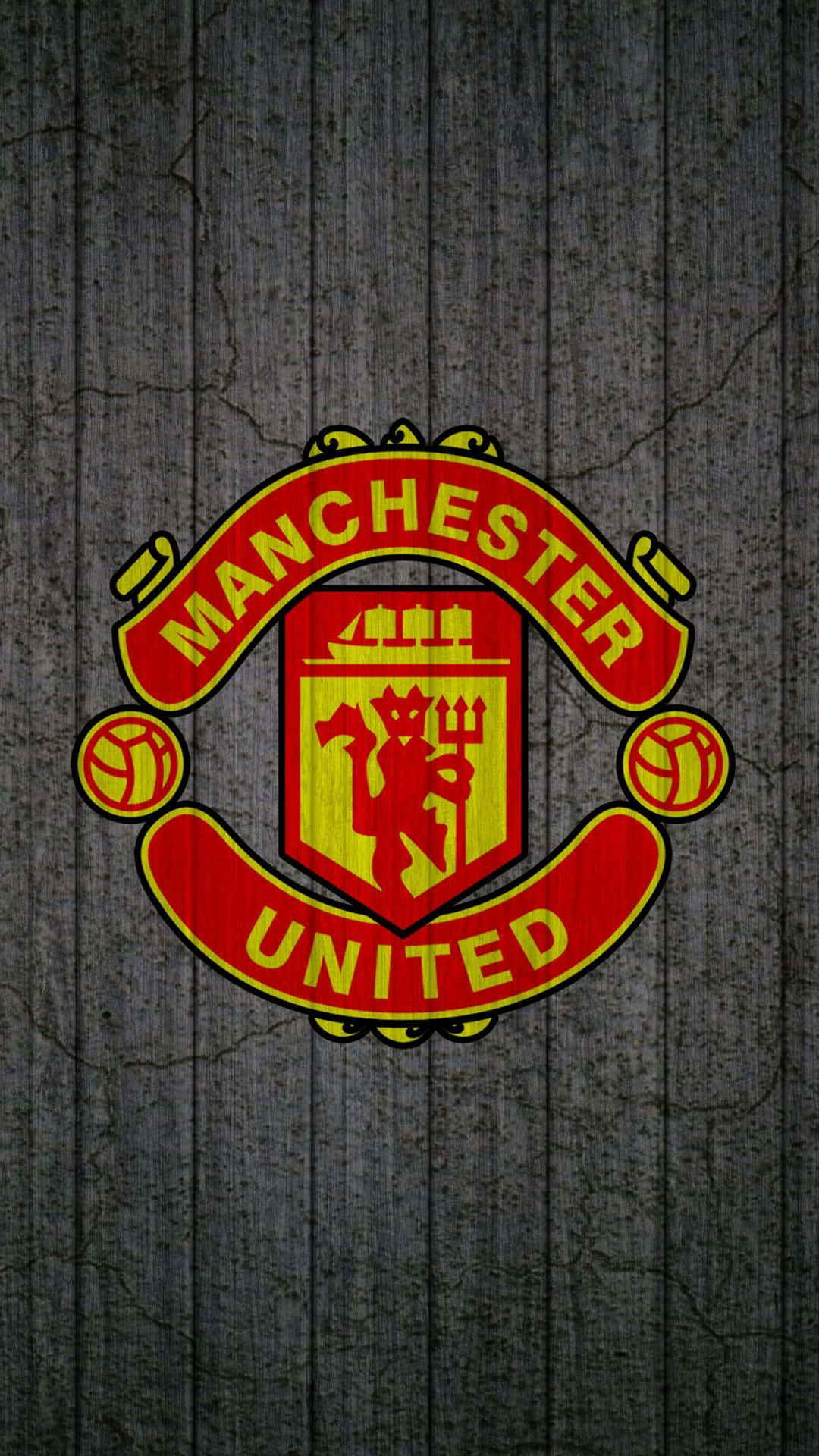 Manchester United Iphone Logo On Wood Background