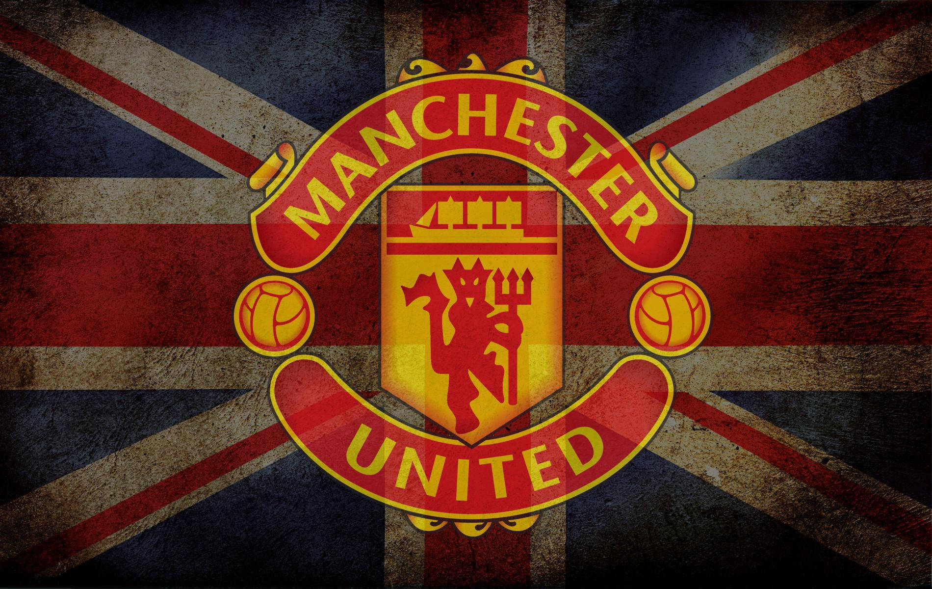 Manchester United Logo And British Flag Background