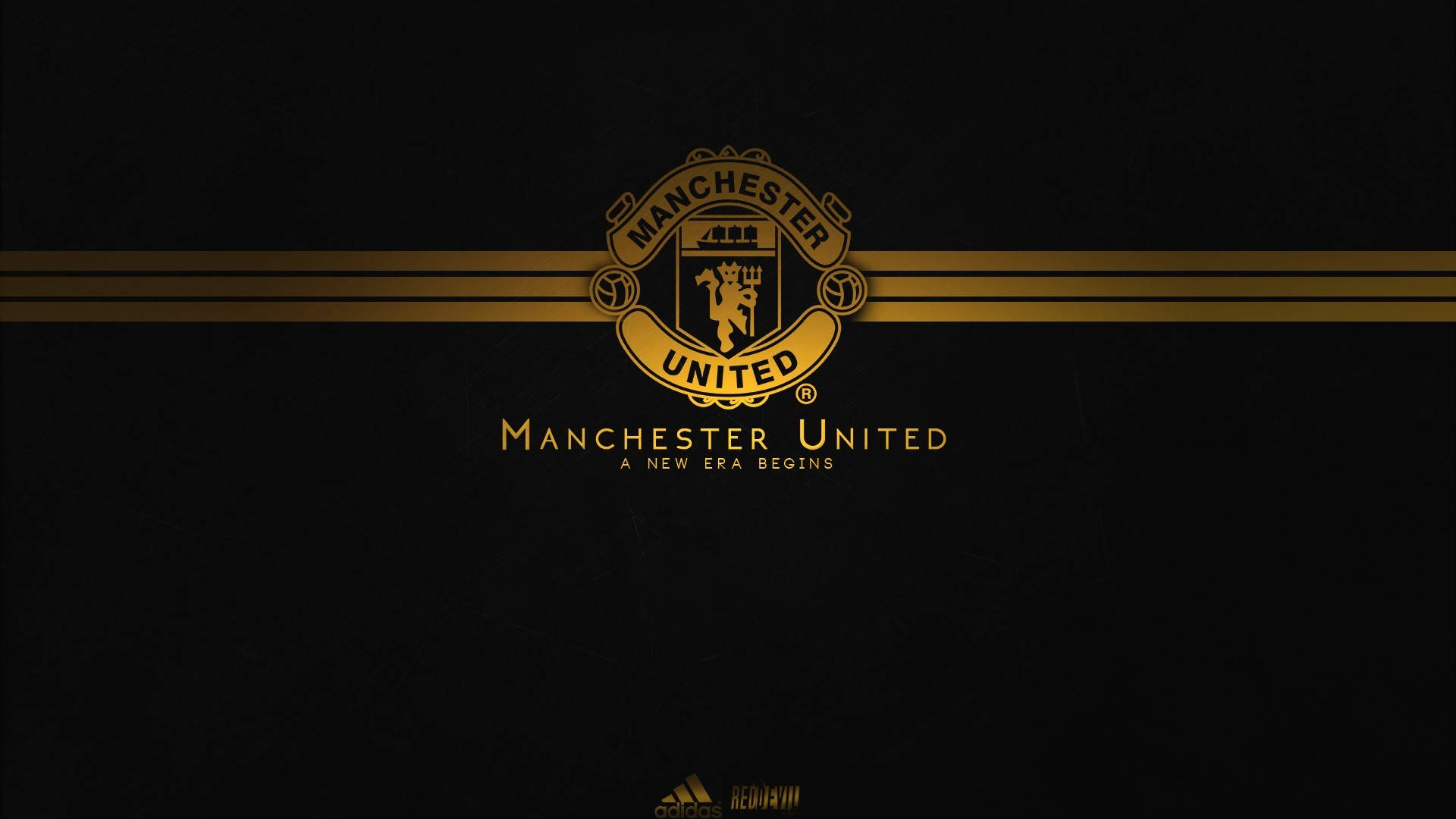 Manchester United Logo In Fancy Gold Background