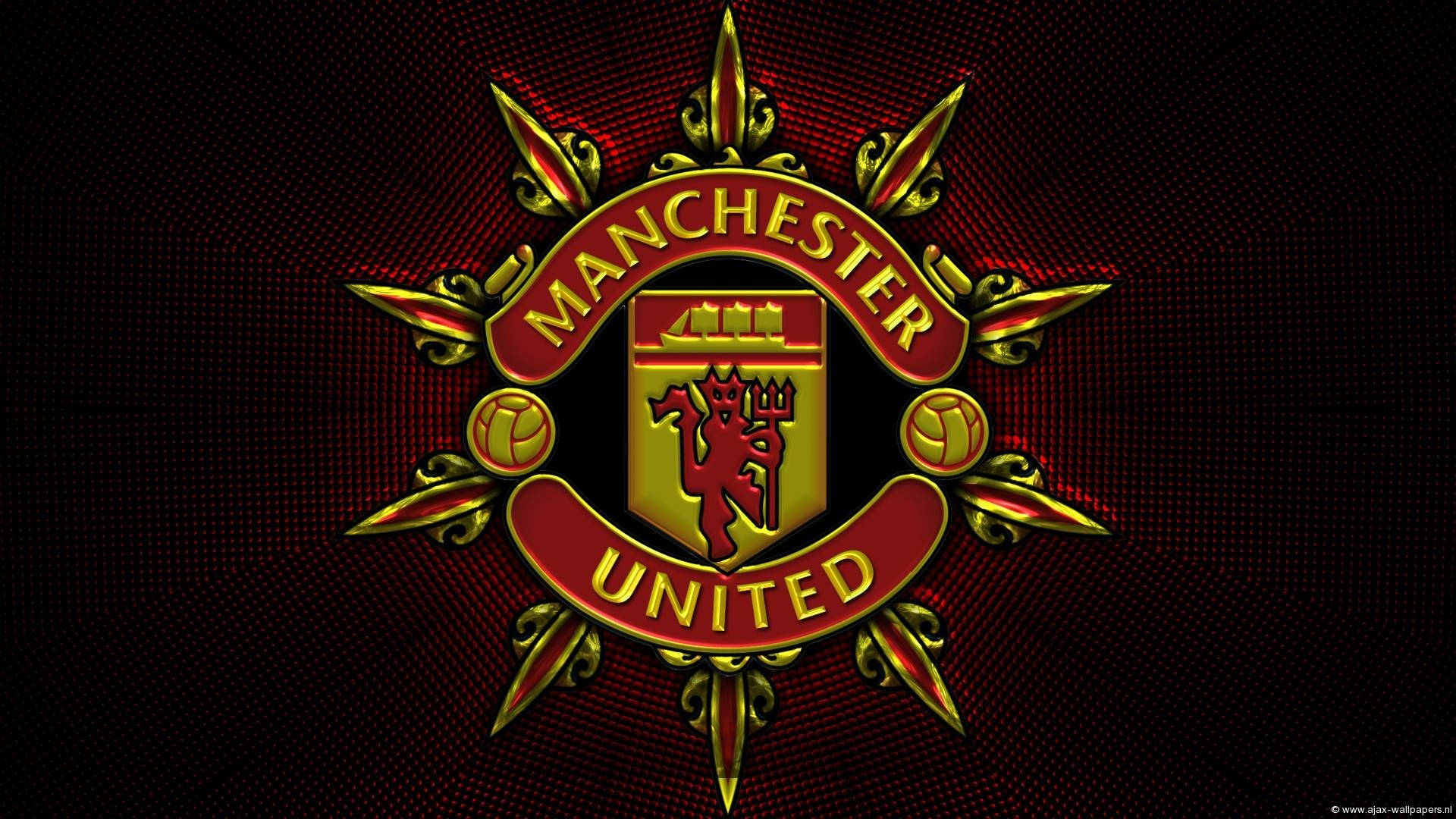 Manchester United Logo Ornate Gold Design Background