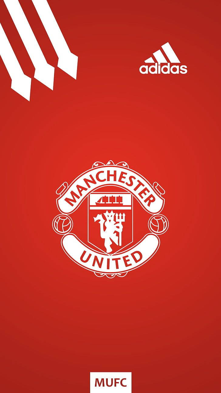Manchester United Logo With Adidas Brand Background