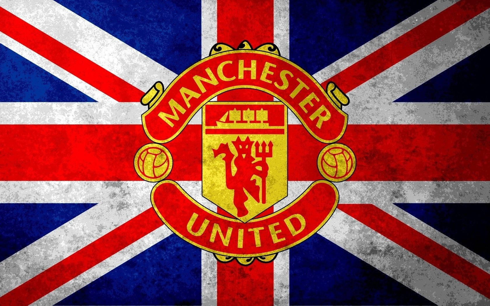 Manchester United Logo With British Flag Background