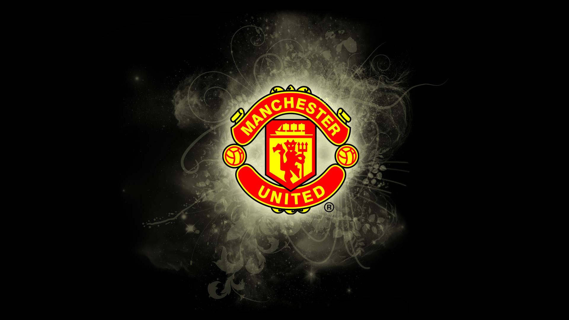 Manchester United Logo With Grey Smoke Background