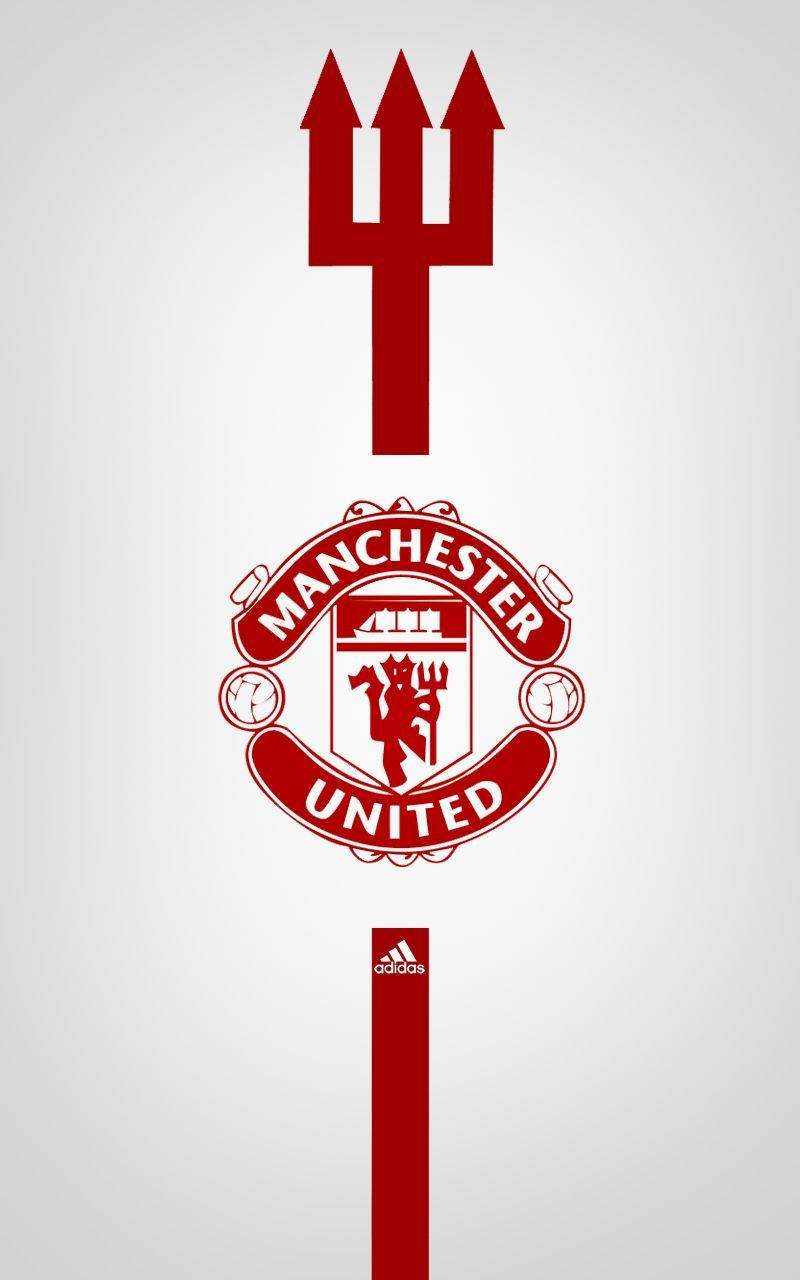 Manchester United Logo With Red Trident Background