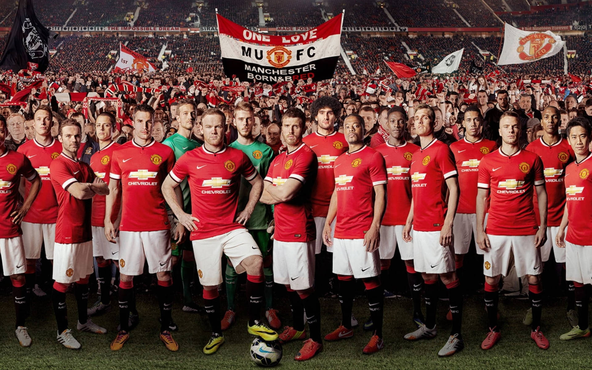 Manchester United Players With Fans Background