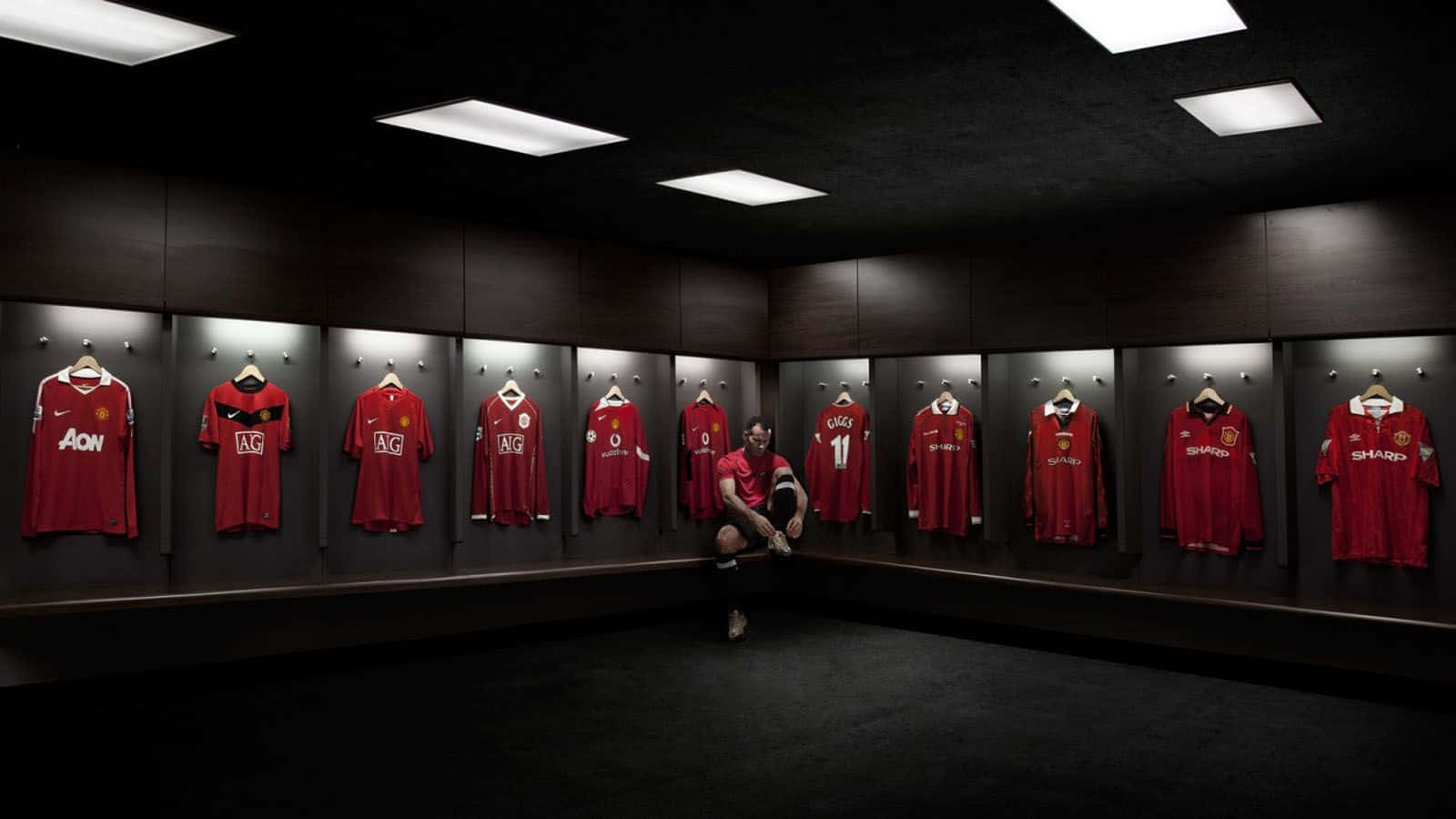 Manchester United Team Before A Match. Background