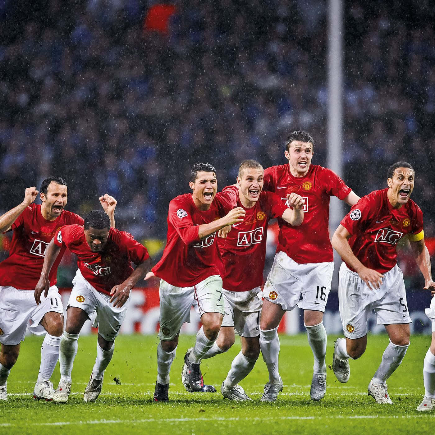 Manchester United Team Celebrating Background