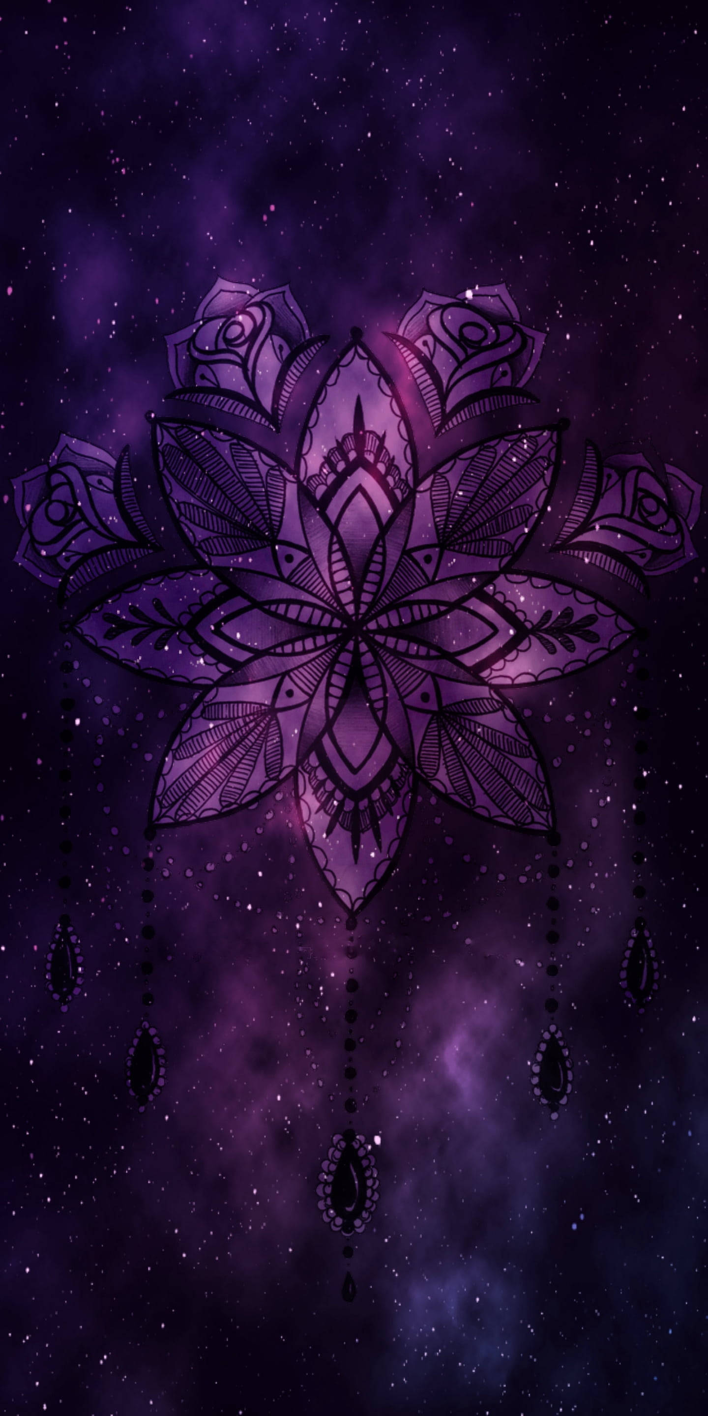 Mandala Black And Purple Phone Background