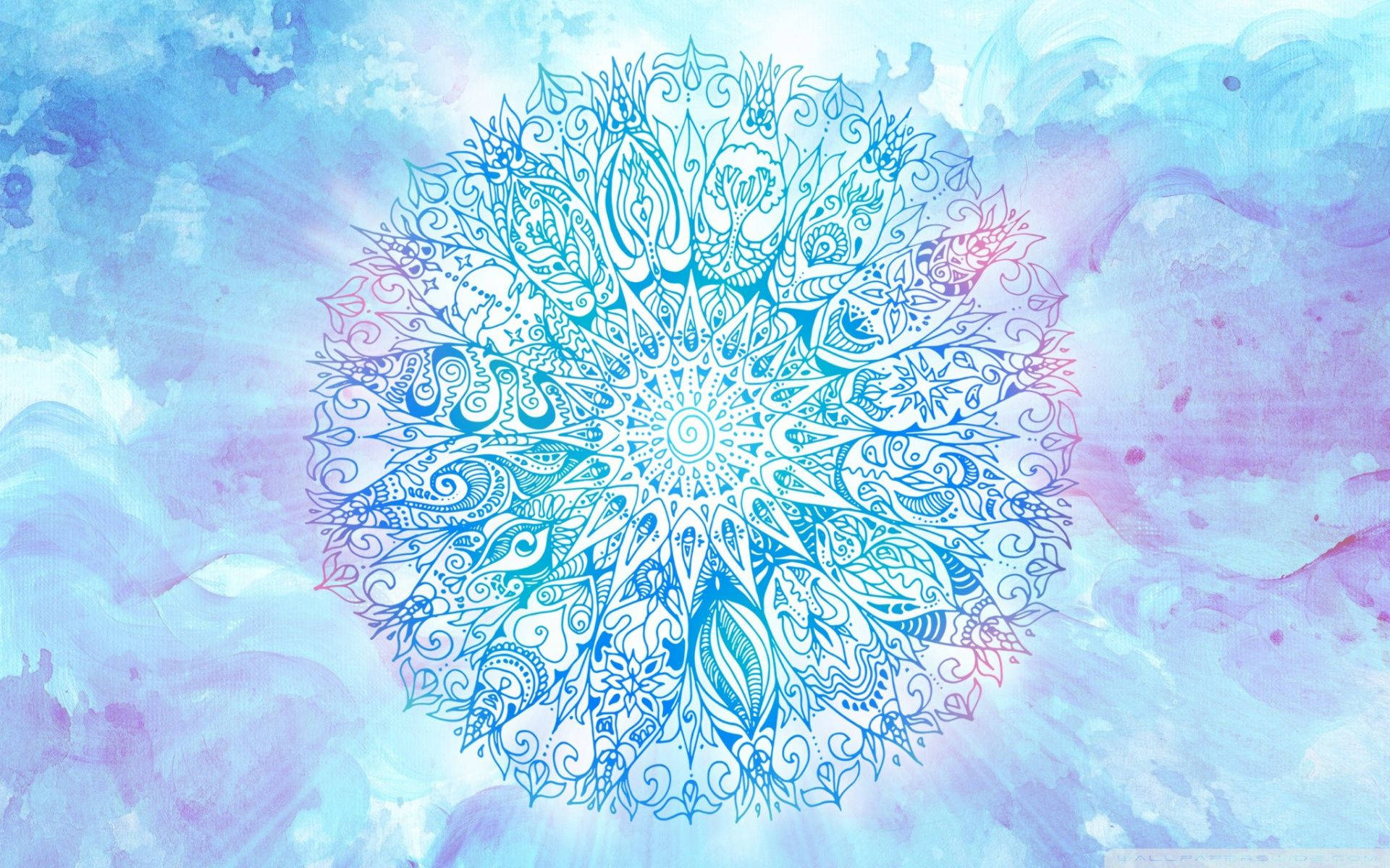 Mandala Blue Watercolor Background