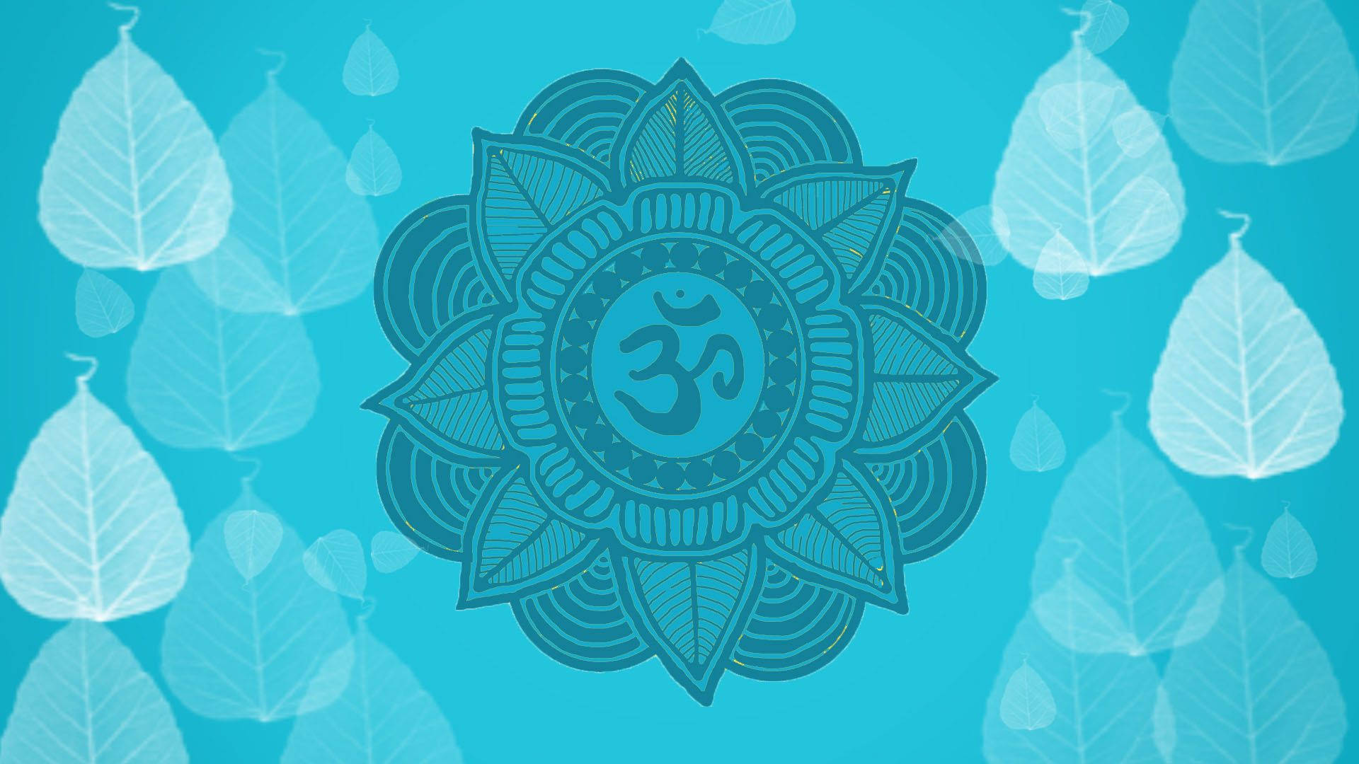 Mandala Flower On Blue Background Background