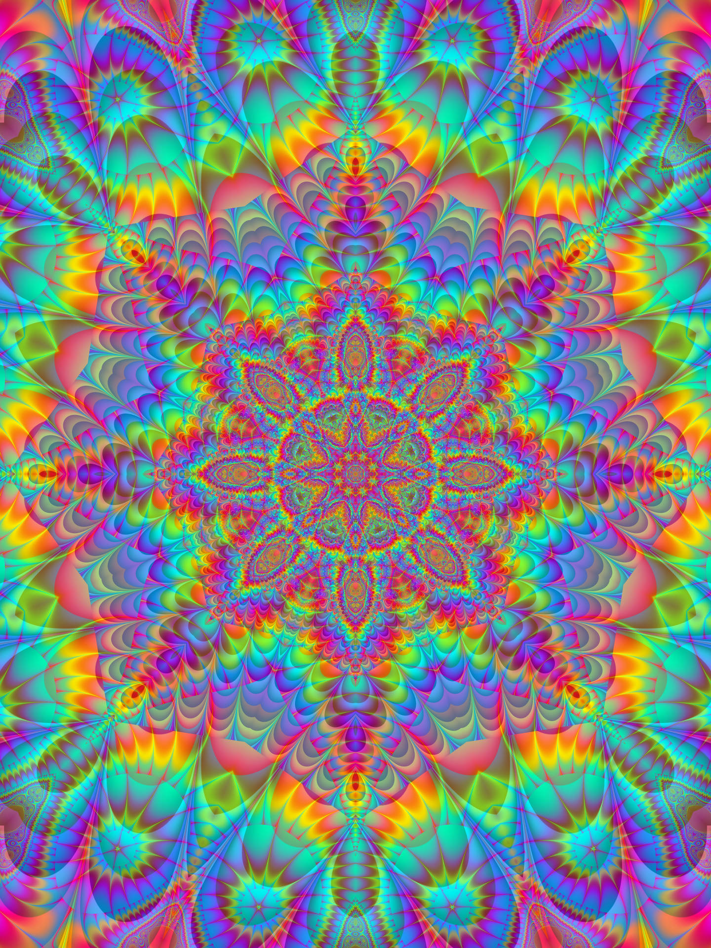Mandala Neon Kaleidoscope Background