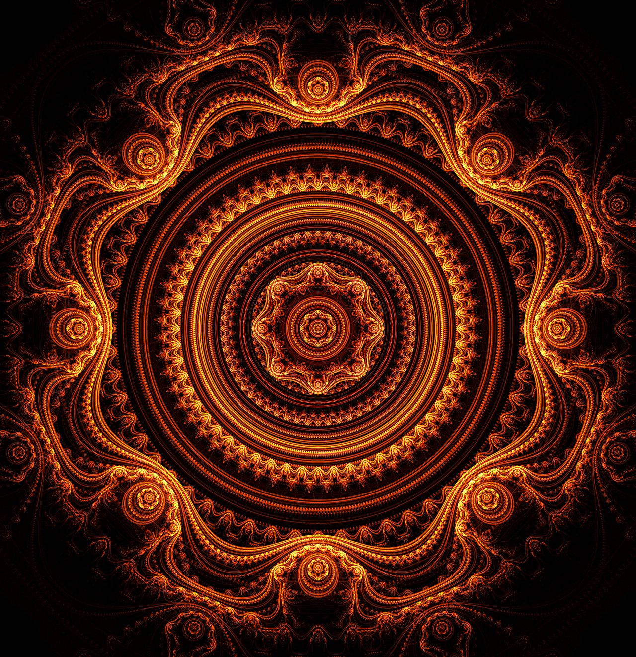 Mandala Orange Ornament Background