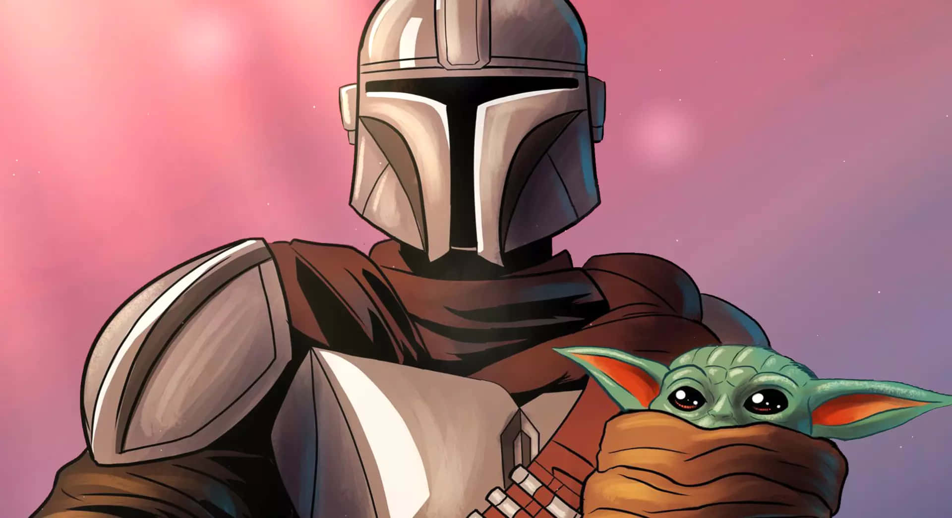 Mandalorian Yoda Being Adorable Background