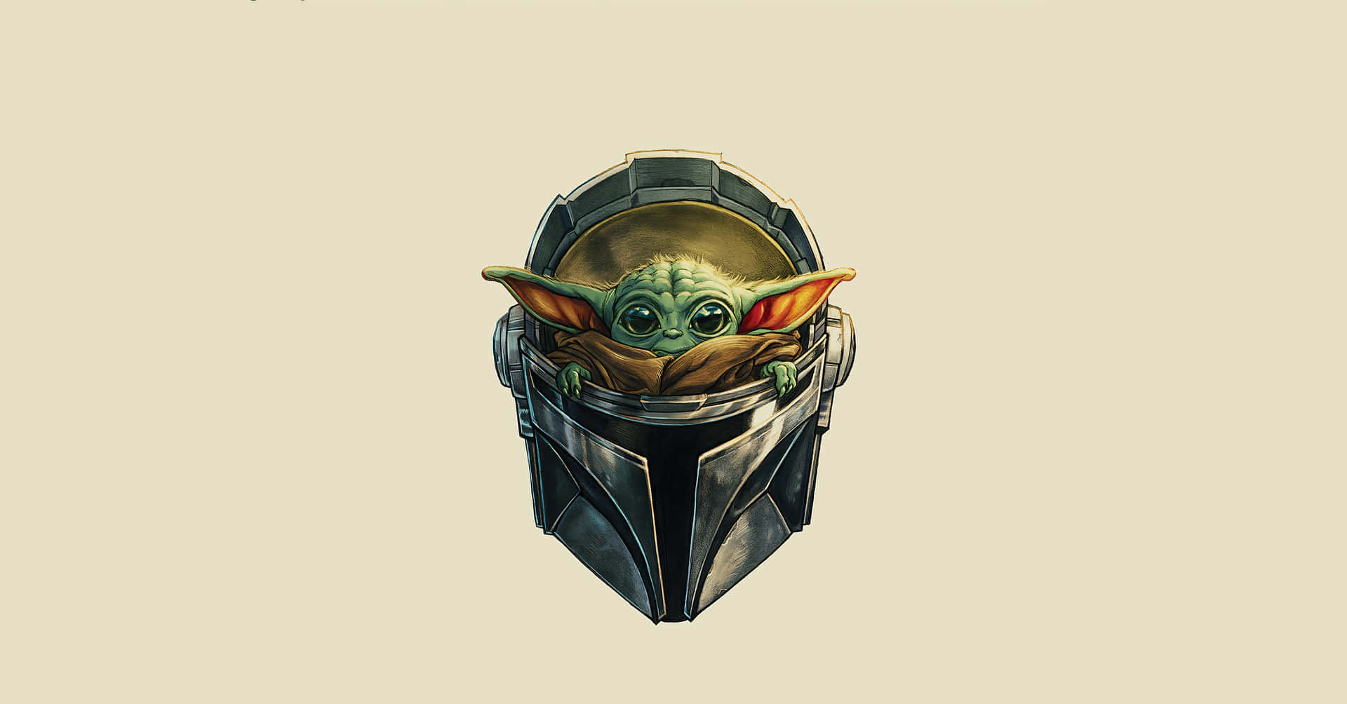 Mandalorian Yoda In A Helmet Background